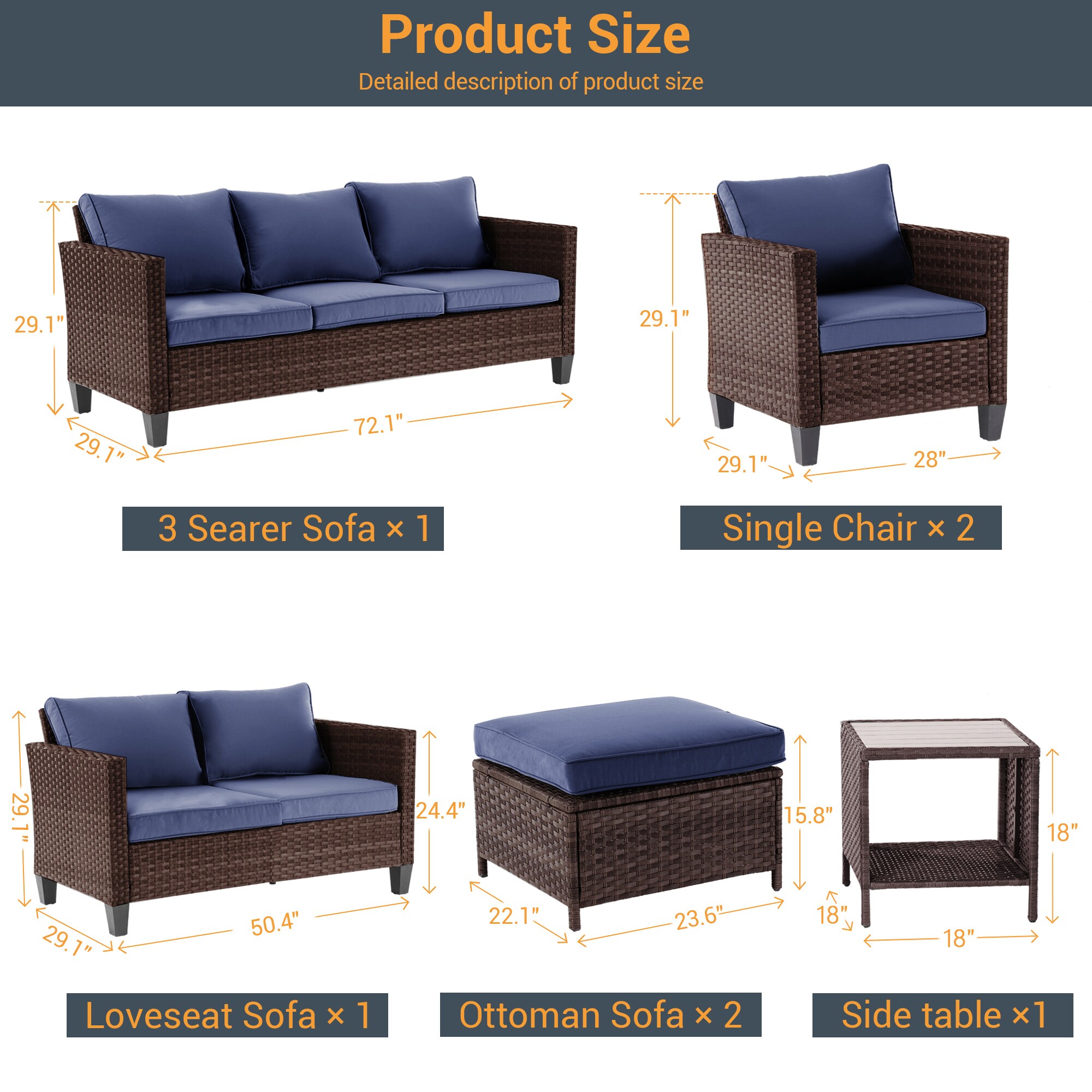 Sonkuki SD-PS-115BNY-S3T3 Patio-Conversation-Sets - View #2