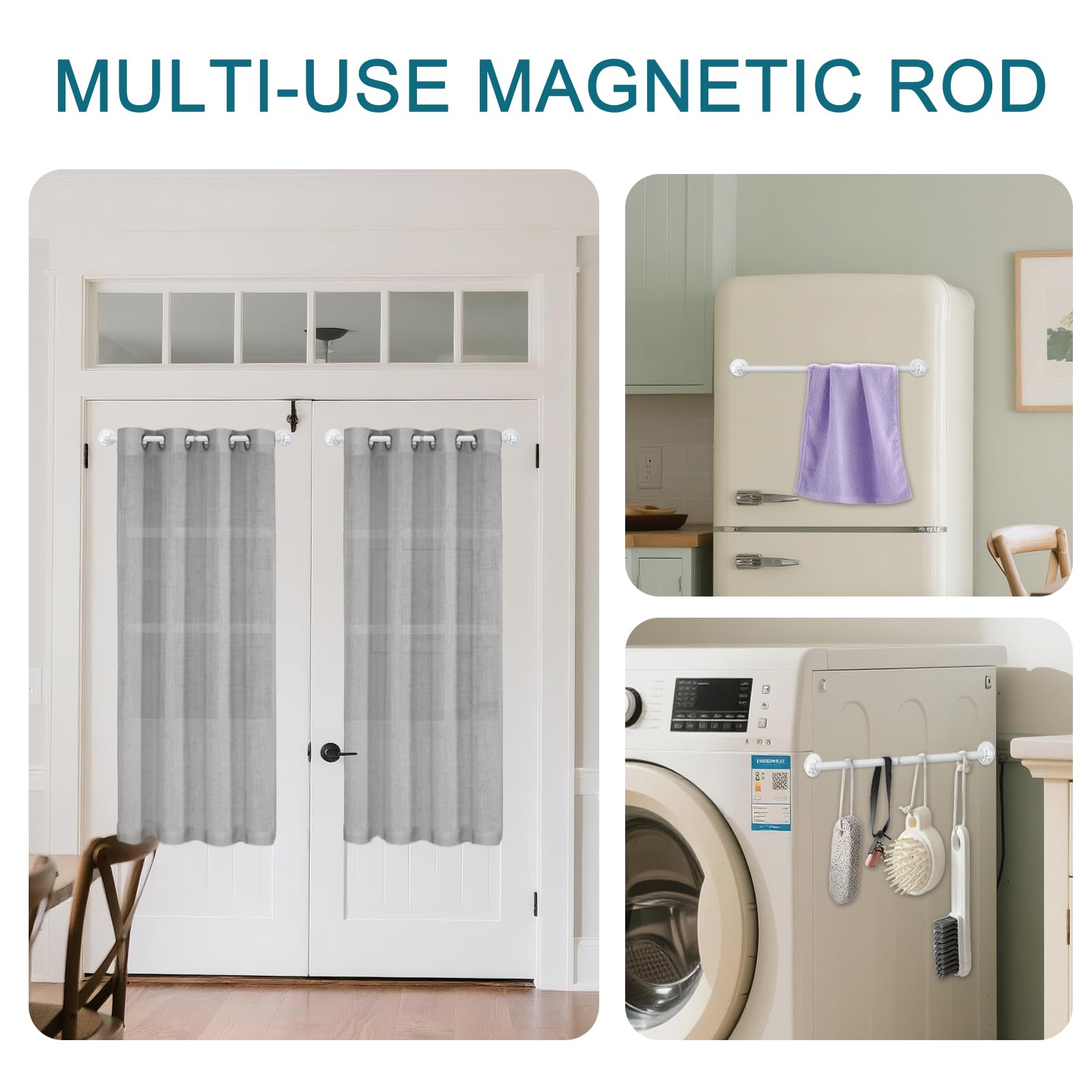 KIWDZFU Magnetic Curtain Rod for Metal Door Adjustable from 16 to 28