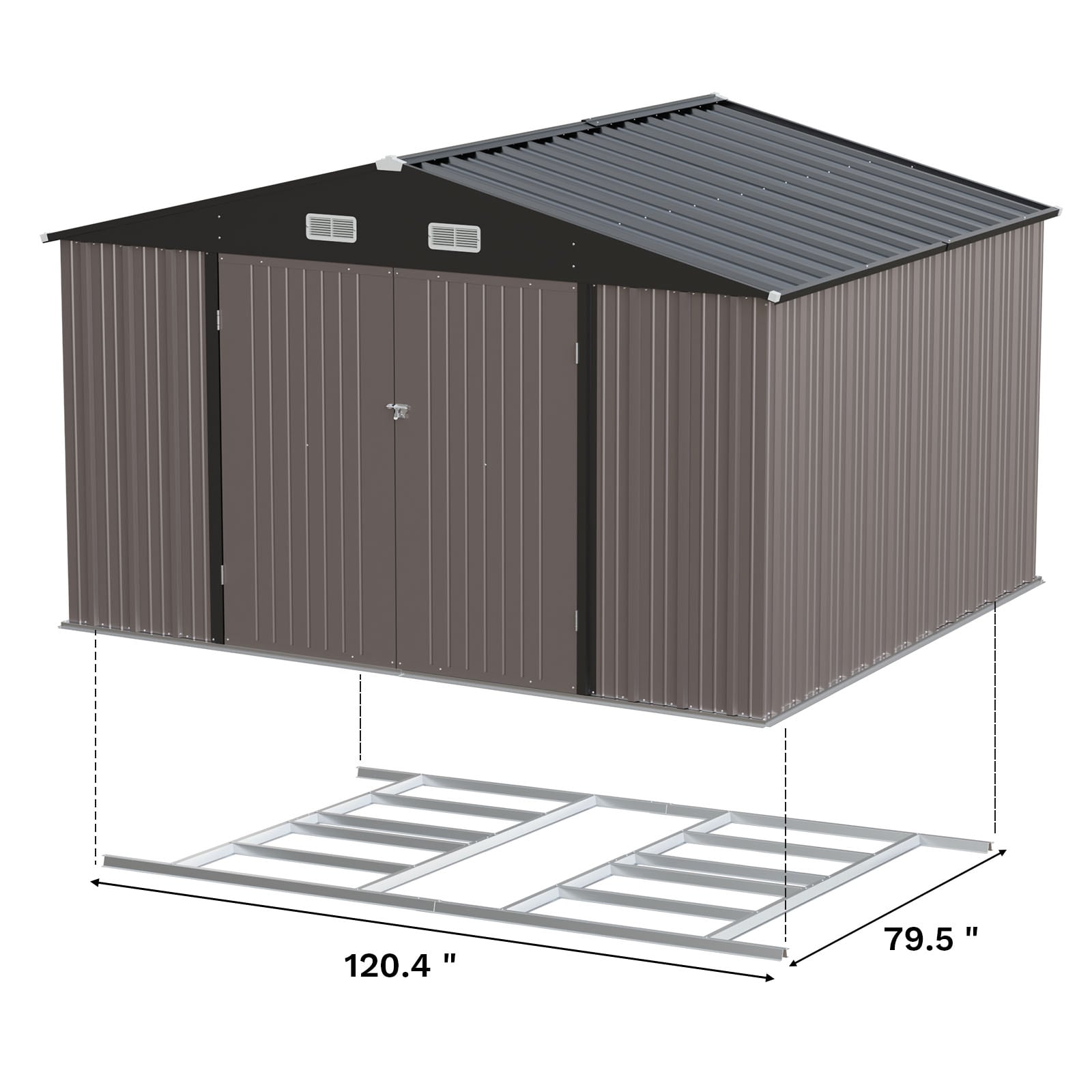 Patiowell 10-ft x 8-ft Galvanized Steel Storage Shed in the Metal ...