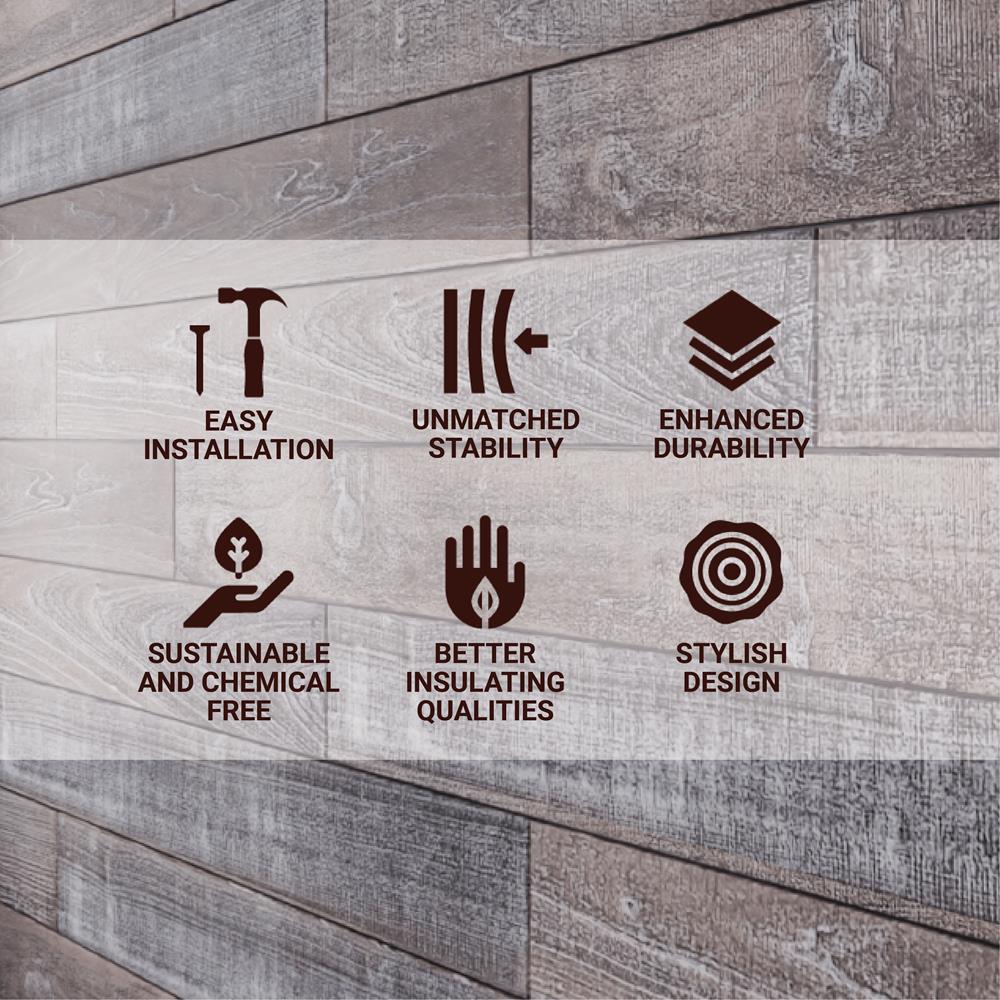 Distressed Pine 4 ft Barn Wood Wall Planks 6-Pack