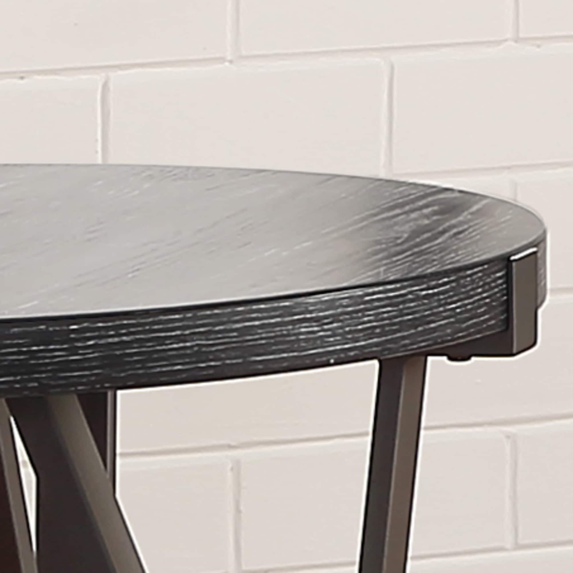 Portland 24-Inch Gray Wood and Metal Round End Table