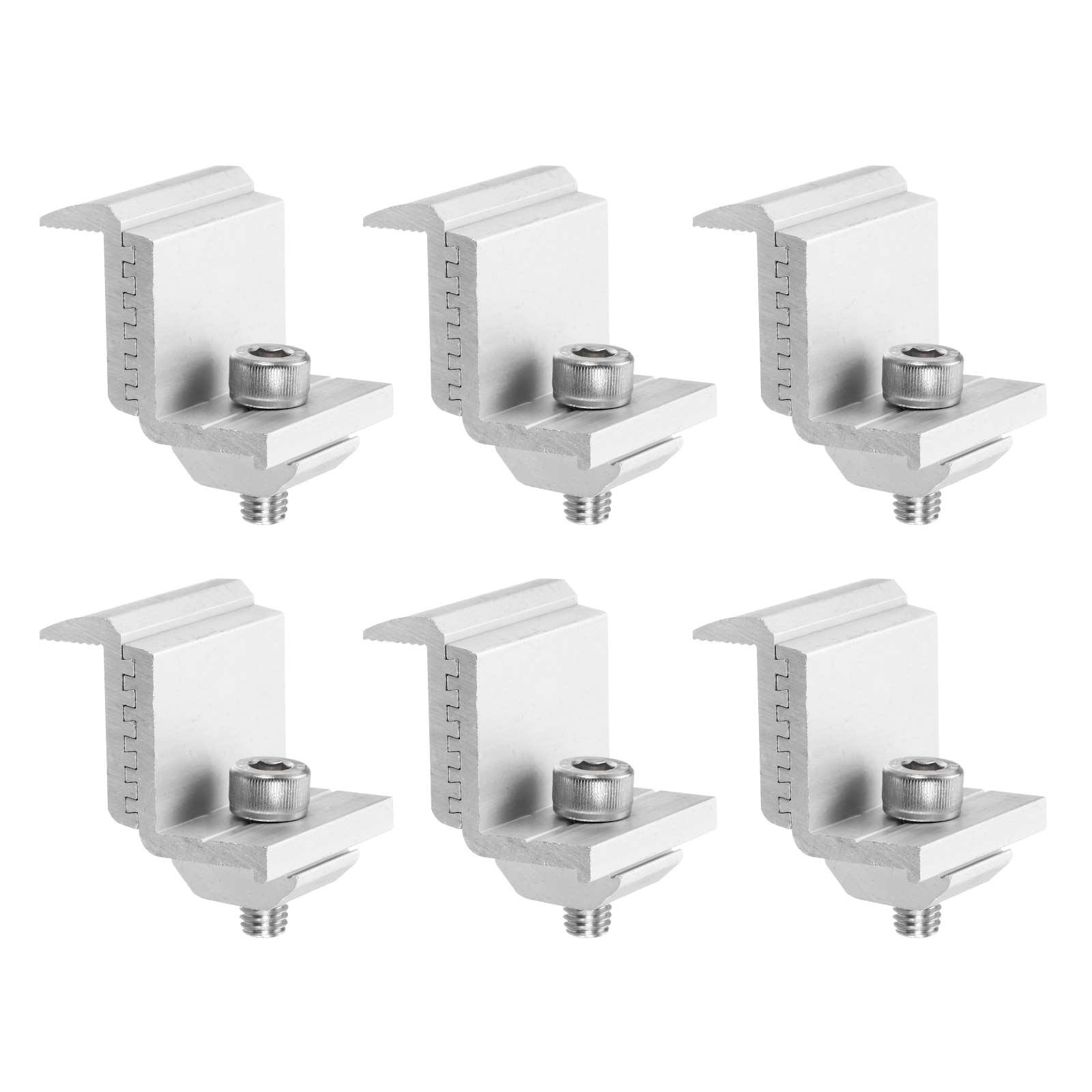 Unique Bargains Adjustable Solar End Clamp Solar Panel Mount Bracket Roof Mounting Clamps Silver Aluminum System Install Accessories 35-45mm Pack of 6 #S25093001UX2750