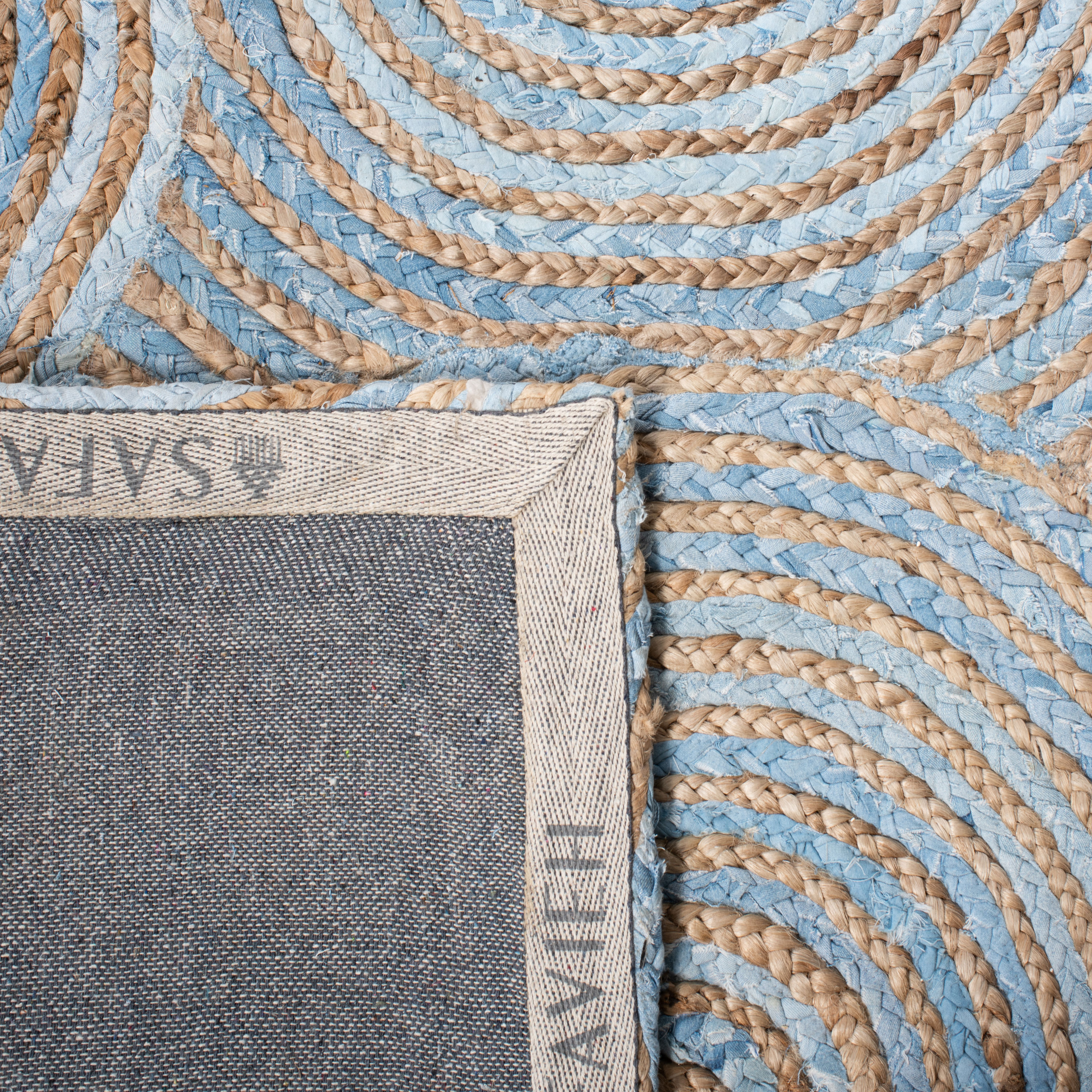 Handmade Blue and Natural Jute 4' x 6' Area Rug
