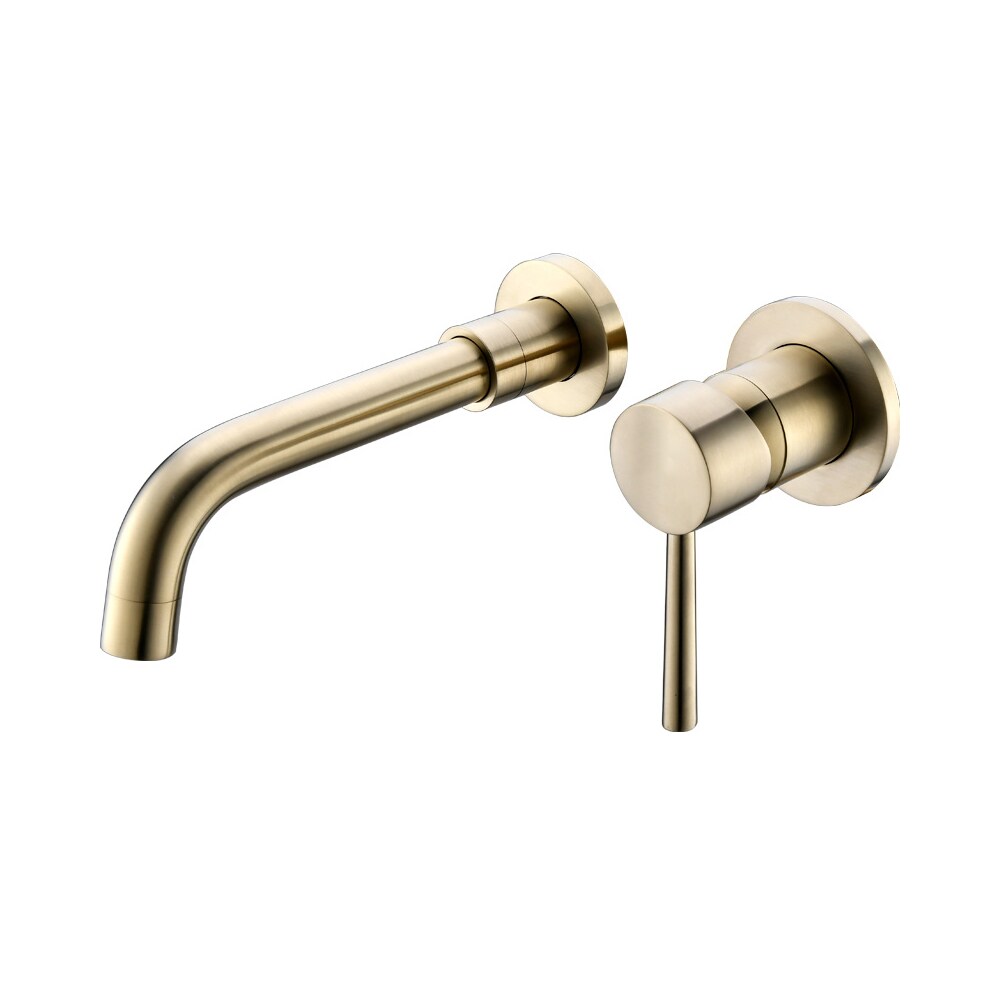GRANDJOY FL2076-CH Brushed Gold Wall-mount 1-handle Waterfall Commercial/Residential Handle Bathroom Sink Faucet