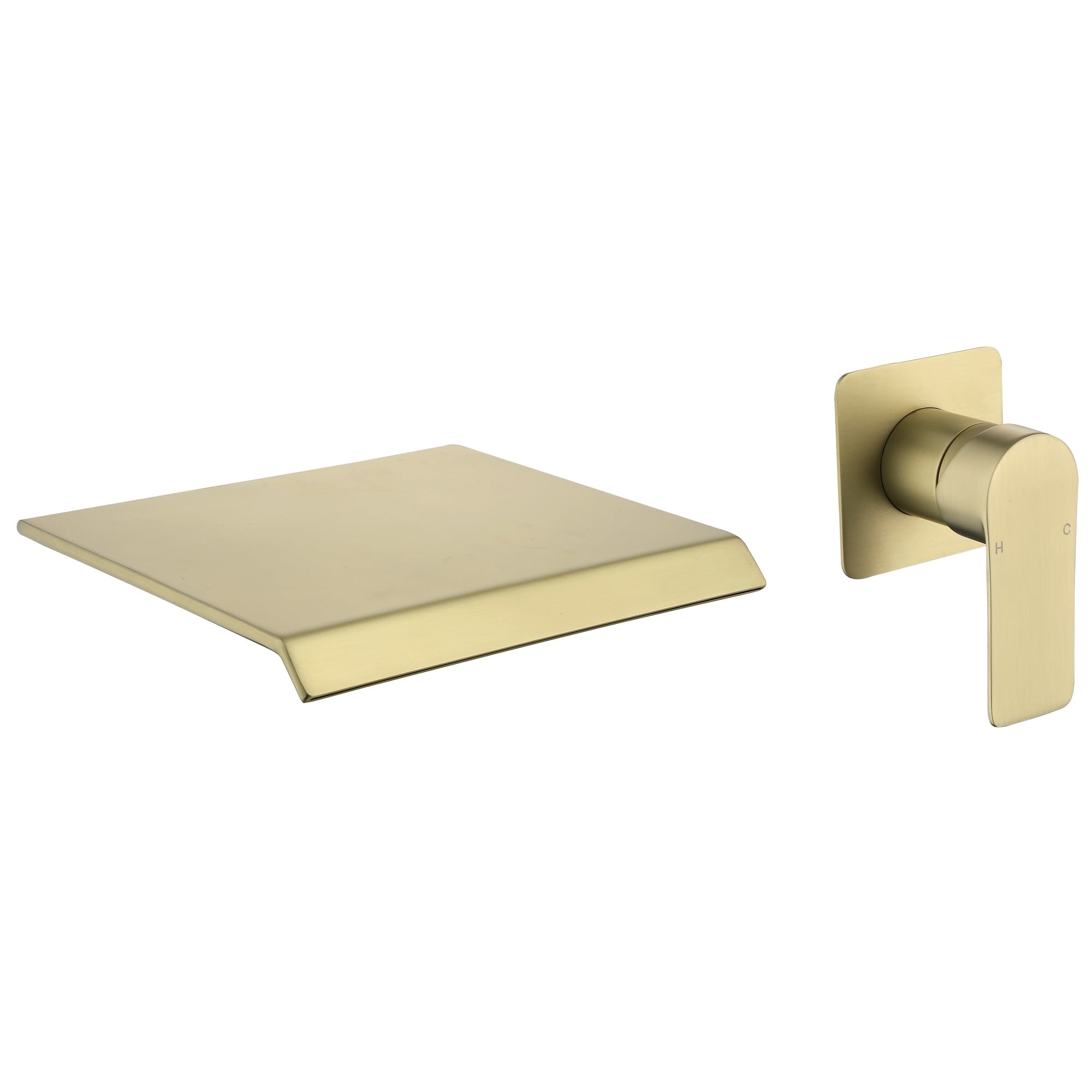 CASAINC KCHS0014-10BN 1- Handle Wall Mount Waterfall Bathroom Sink Faucet Tap Brush Gold 1-handle Wall-mount Low-arc Bathtub Faucet ( Valve Included )