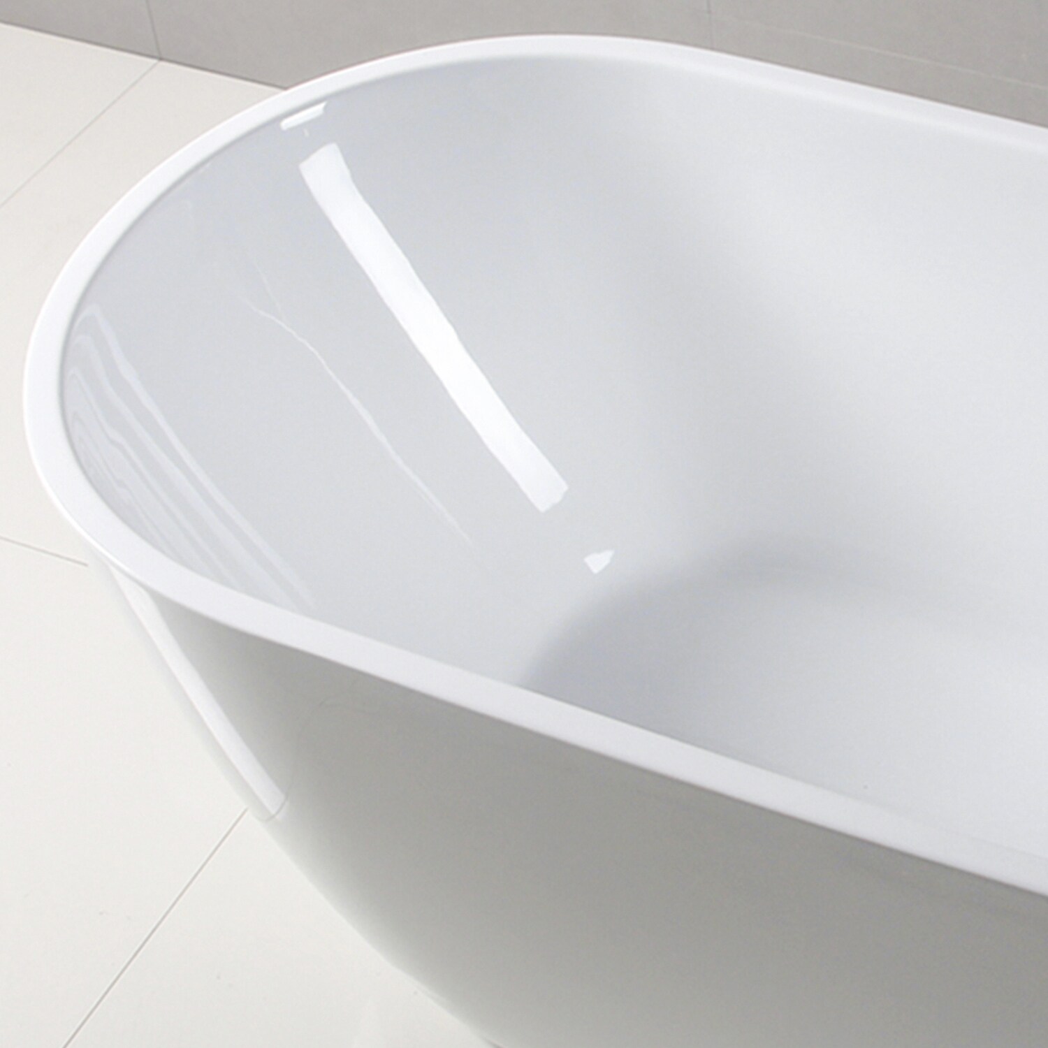 Ferdy Bali 28 In X 591 In White Acrylic Oval Freestanding Soaking Bathtub With Drain Back 4544