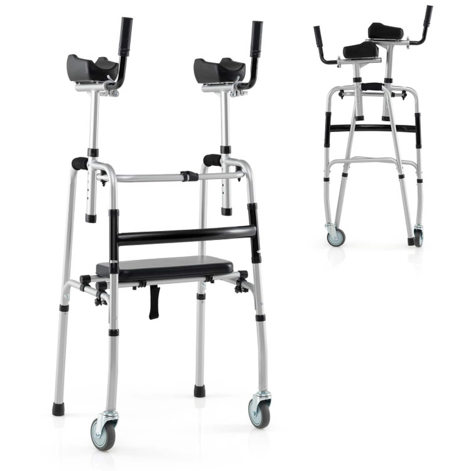 SUGIFT Versatile Rolling Walker for Rehabilitation Training-Silver