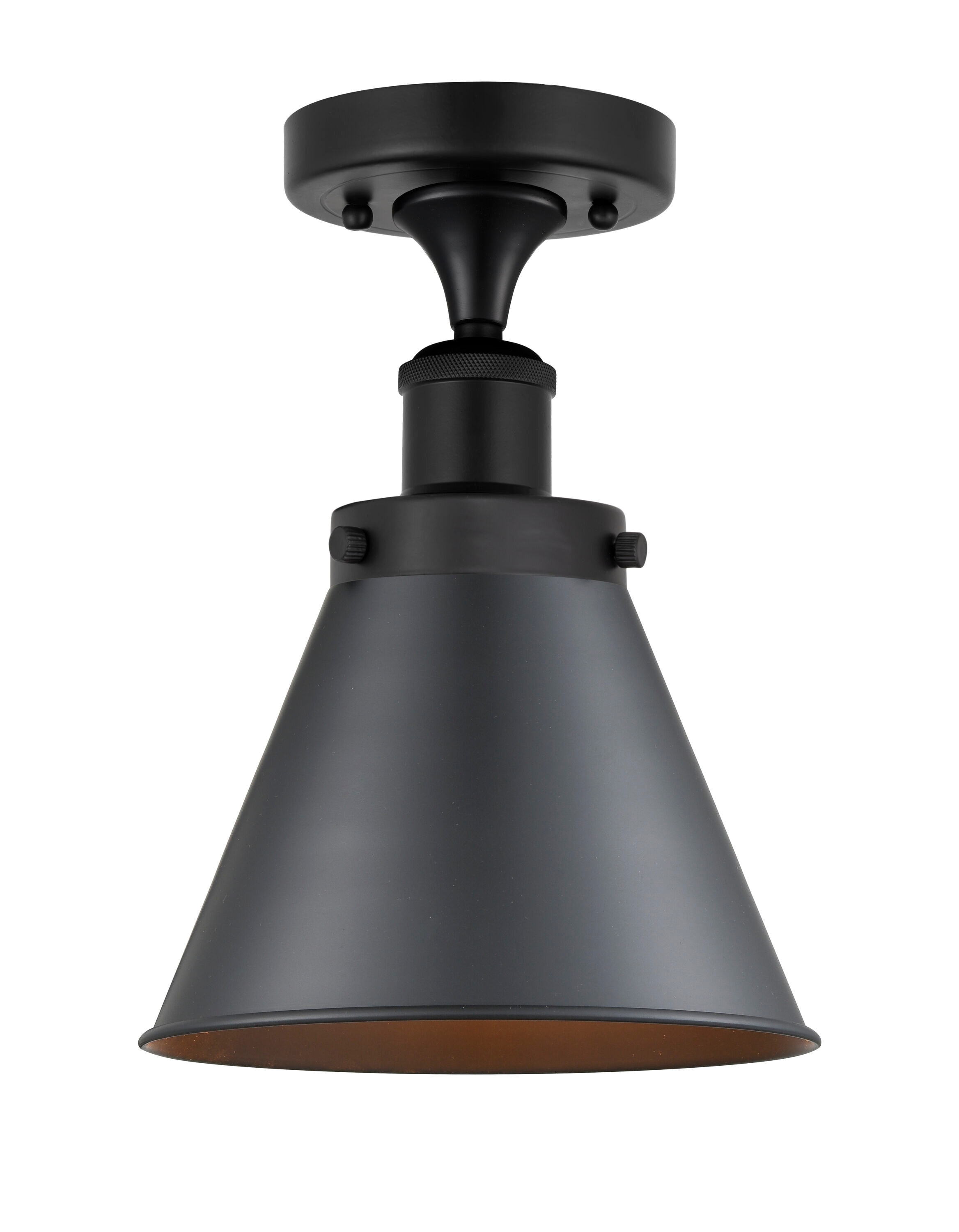 Innovations Lighting 616-1F-BK-M13-BK Appalachian 1 -Light 8-in Matte Black Flush Mount Light