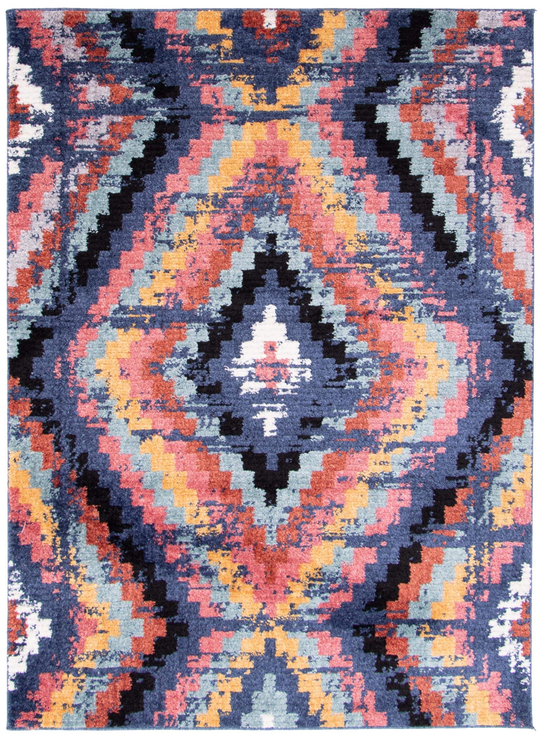 ECARPETGALLERY 358403 8 x 10 (ft) Polyester Navy Rectangular Indoor Geometric Area rug