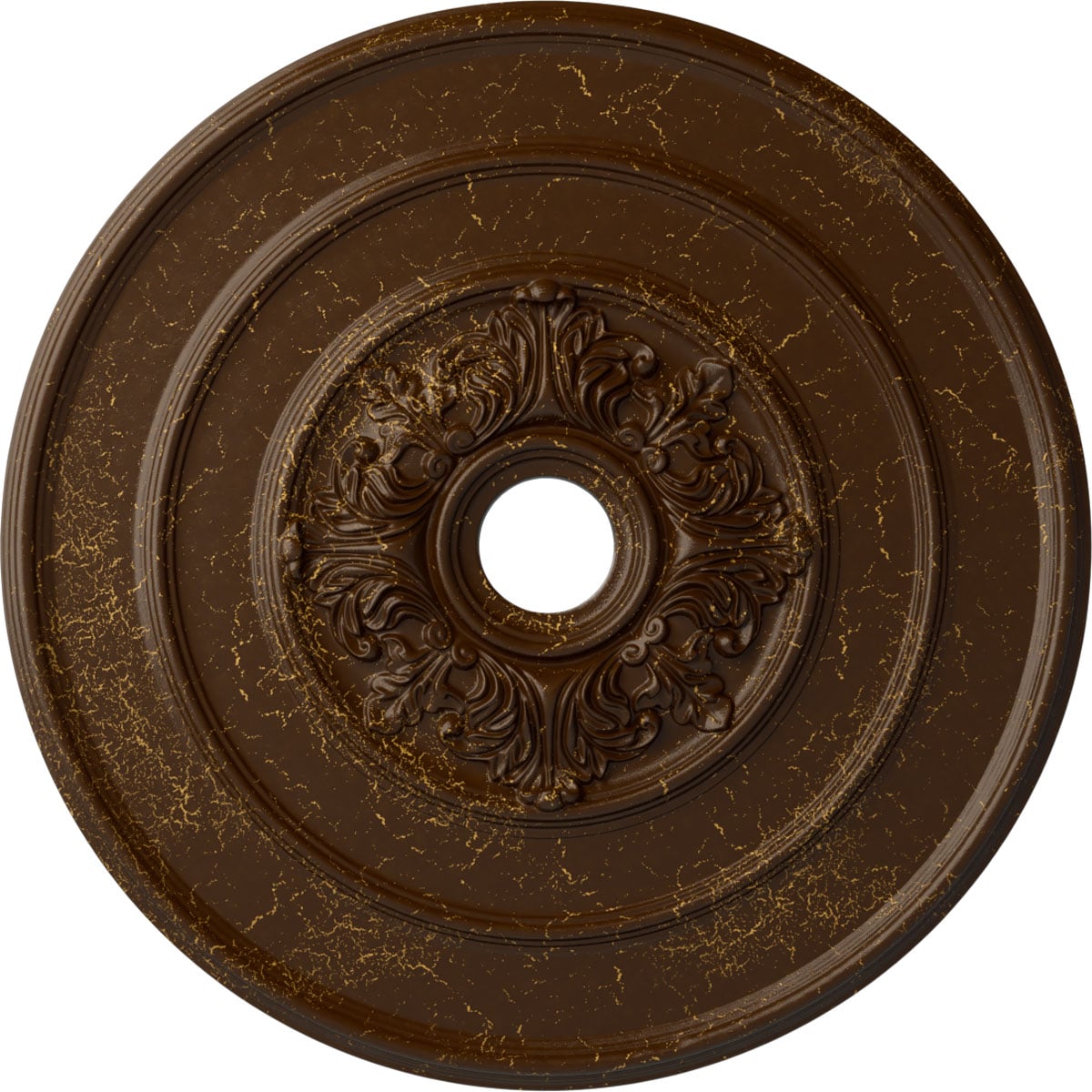 Ekena Millwork CM26TARBC Traditional with Acanthus Leaves 26-in W x 26-in L Painted Root Beer Crackle Polyurethane Whole Ceiling Medallion