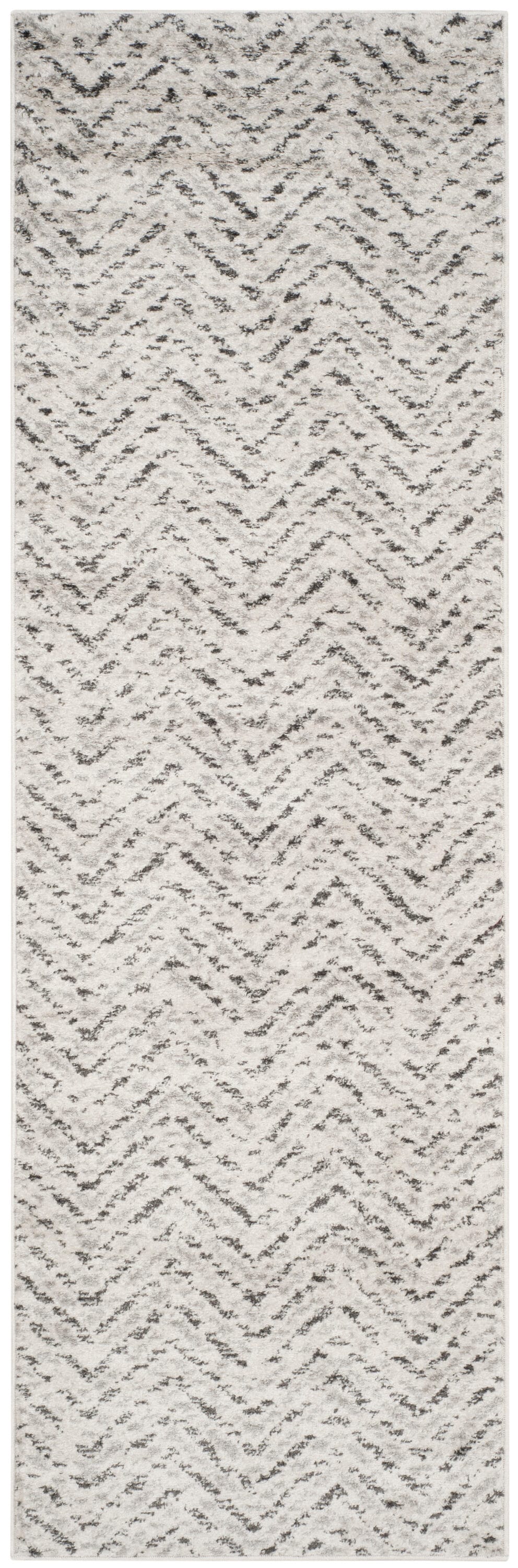 Chic Ivory & Charcoal Synthetic Reversible 2'6" x 12' Runner Rug
