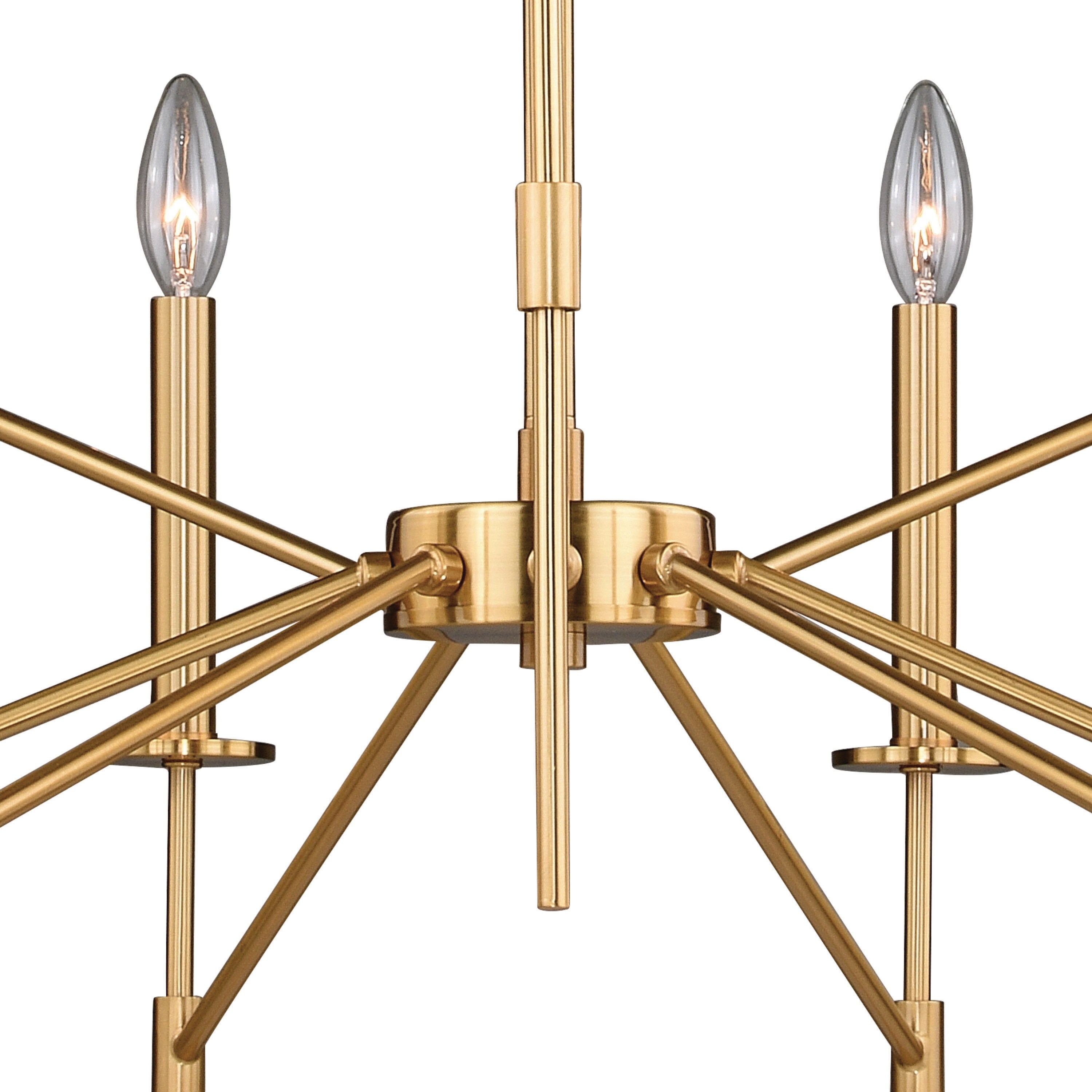 Kedzie 32" Natural Brass 9-Light Mid-Century Modern Chandelier