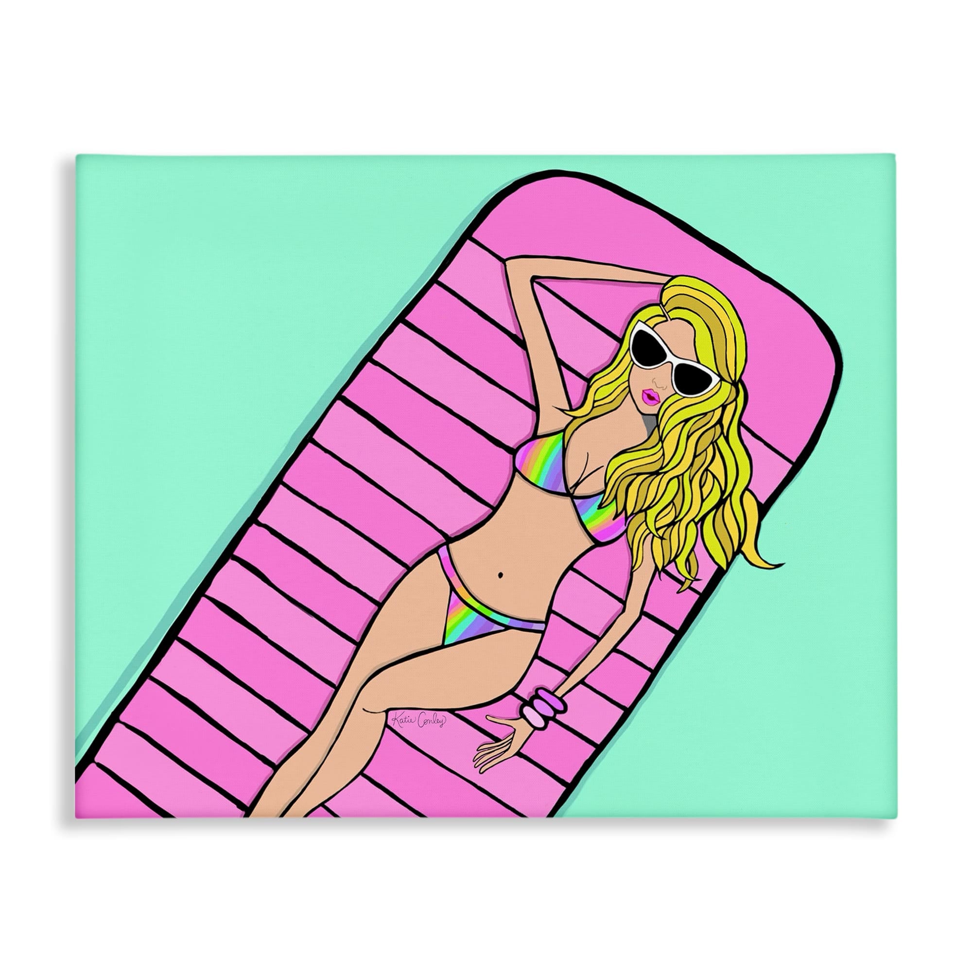 Stupell Industries BS-748-CN-24X30 Trendy Girl on Pool Float Canvas design by Katie Conley