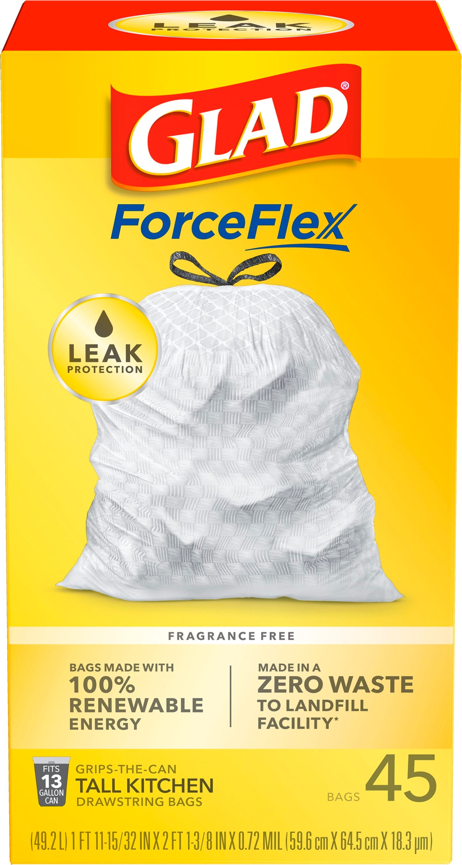 Glad ForceFlex 13-Gallons Febreze Fresh Clean White Plastic Kitchen  Drawstring Trash Bag (140-Count) in the Trash Bags department at