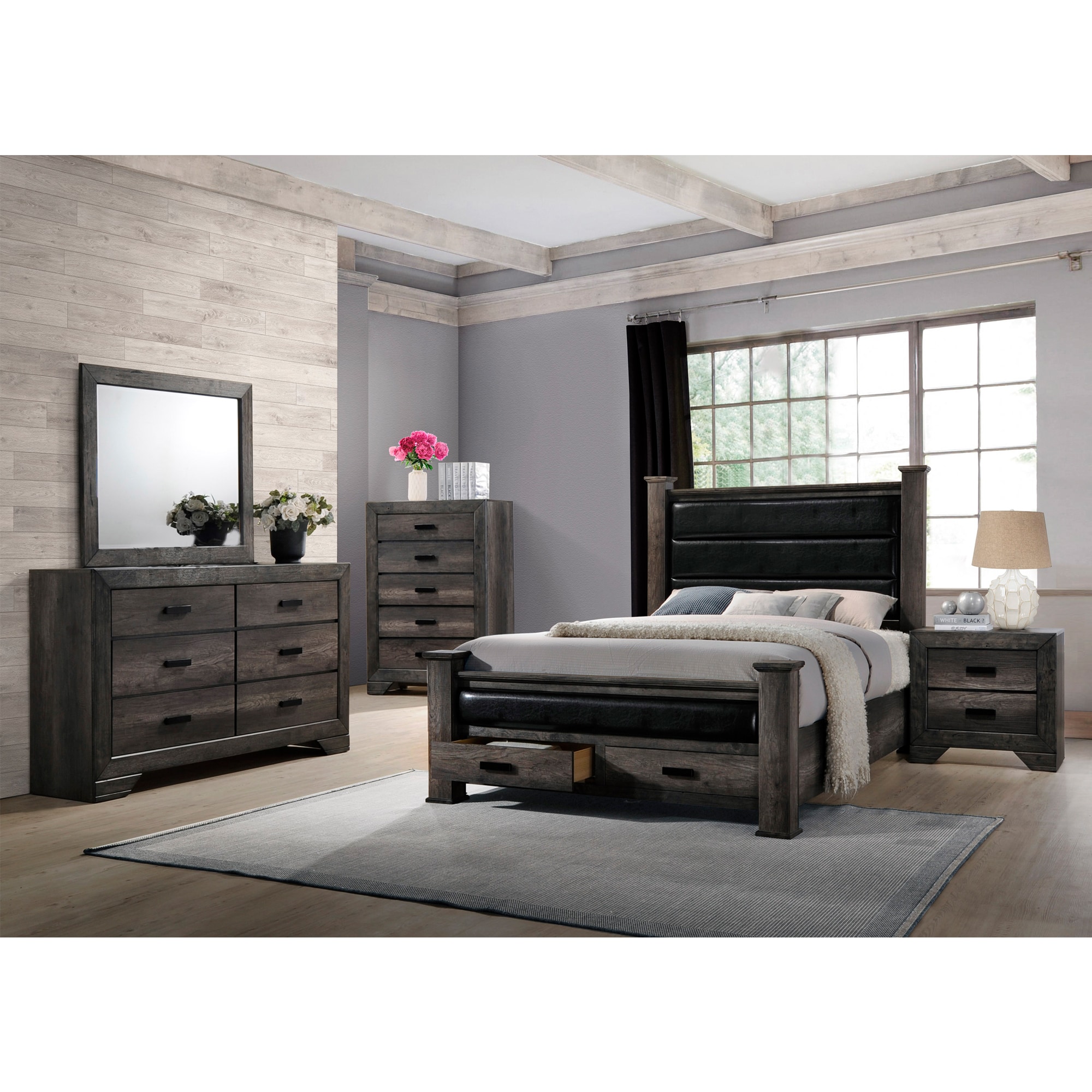 Grayson Rustic Gray Oak 6-Drawer Dresser with Beveled Mirror