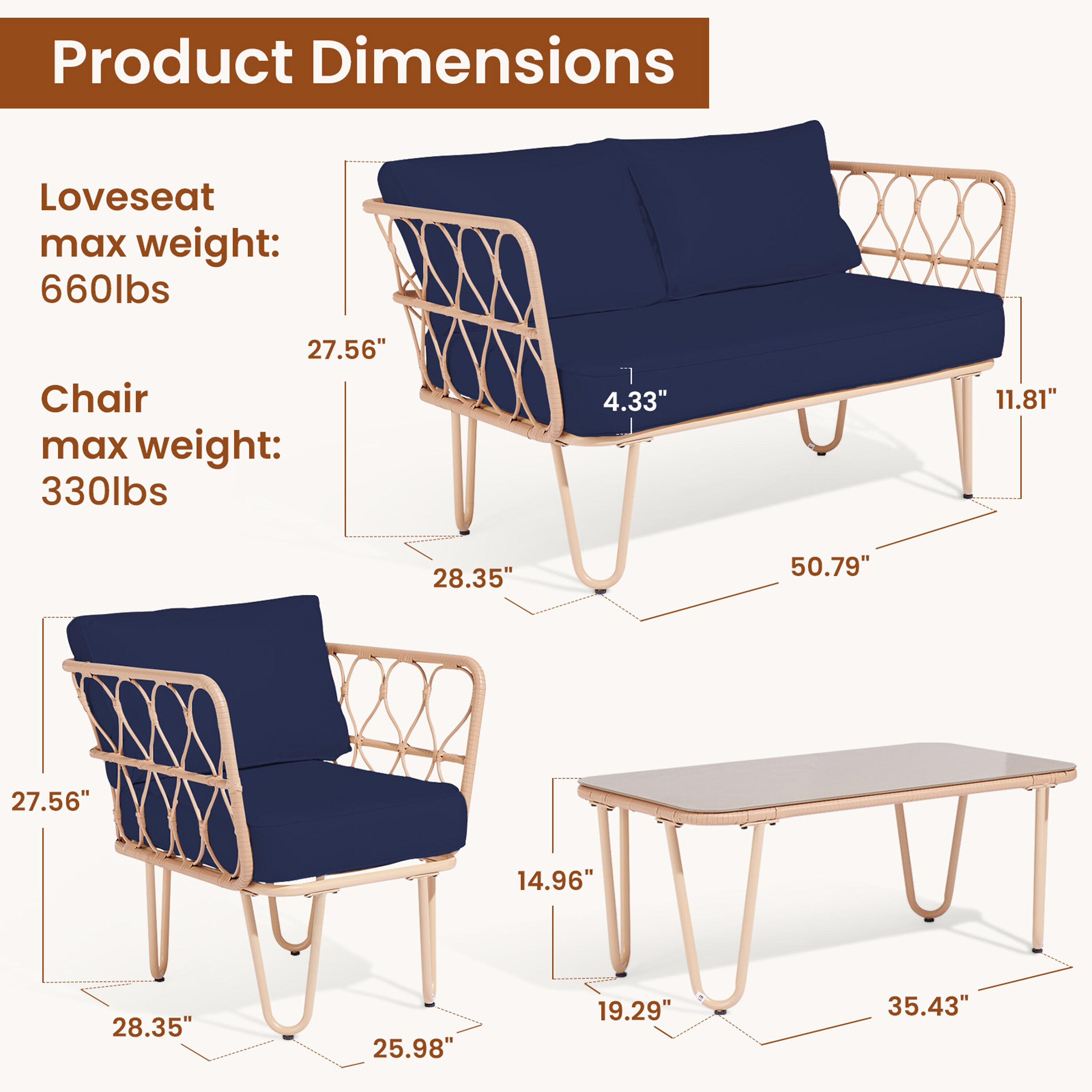 JEAREY TBLH04-NAVY Patio-Conversation-Sets - View #7