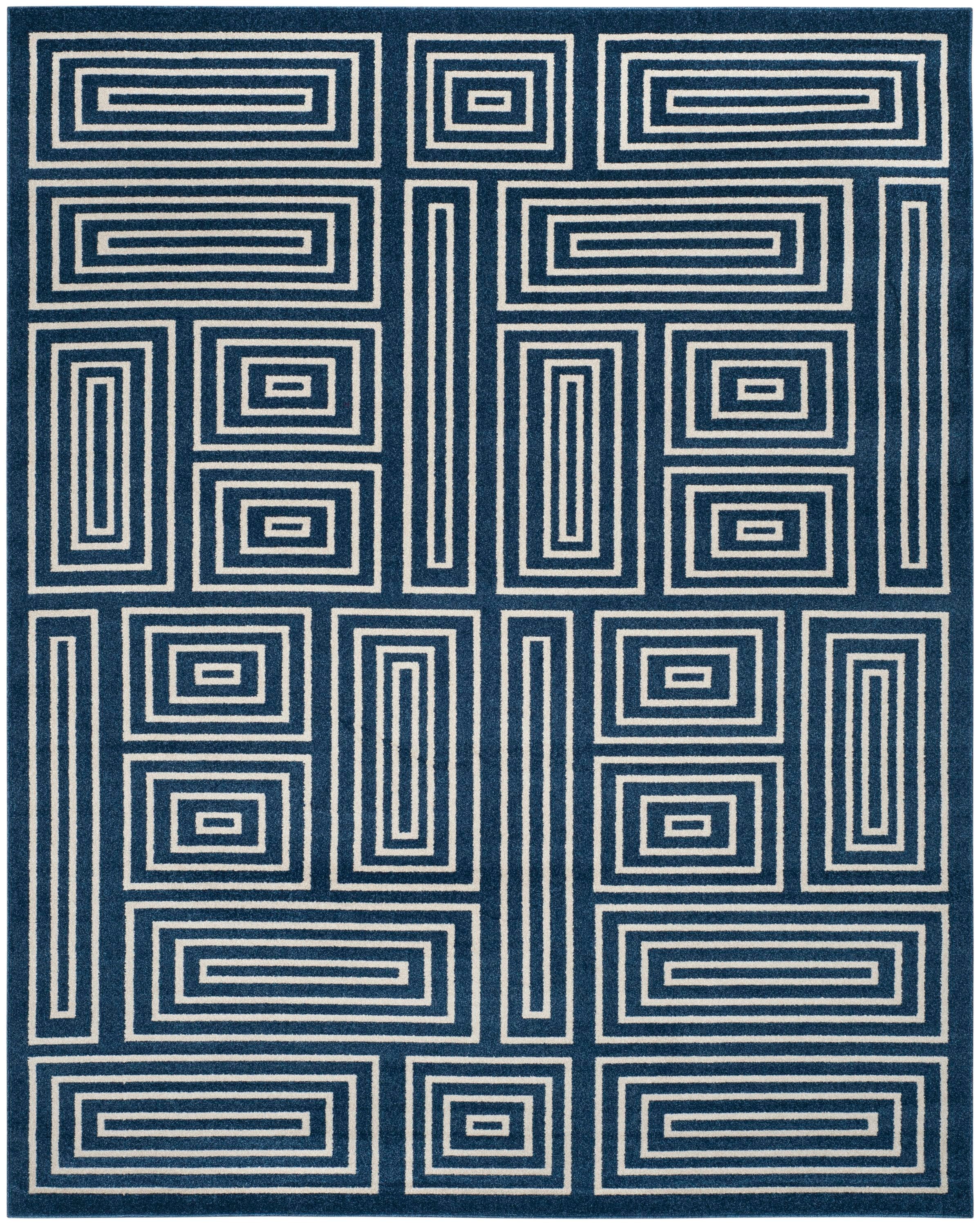 Safavieh AMT430P-8 Amherst Jodi 8 x 10 (ft) Loomed Synthetic Navy/Ivory Rectangular Indoor Geometric Mid-Century Modern Area rug