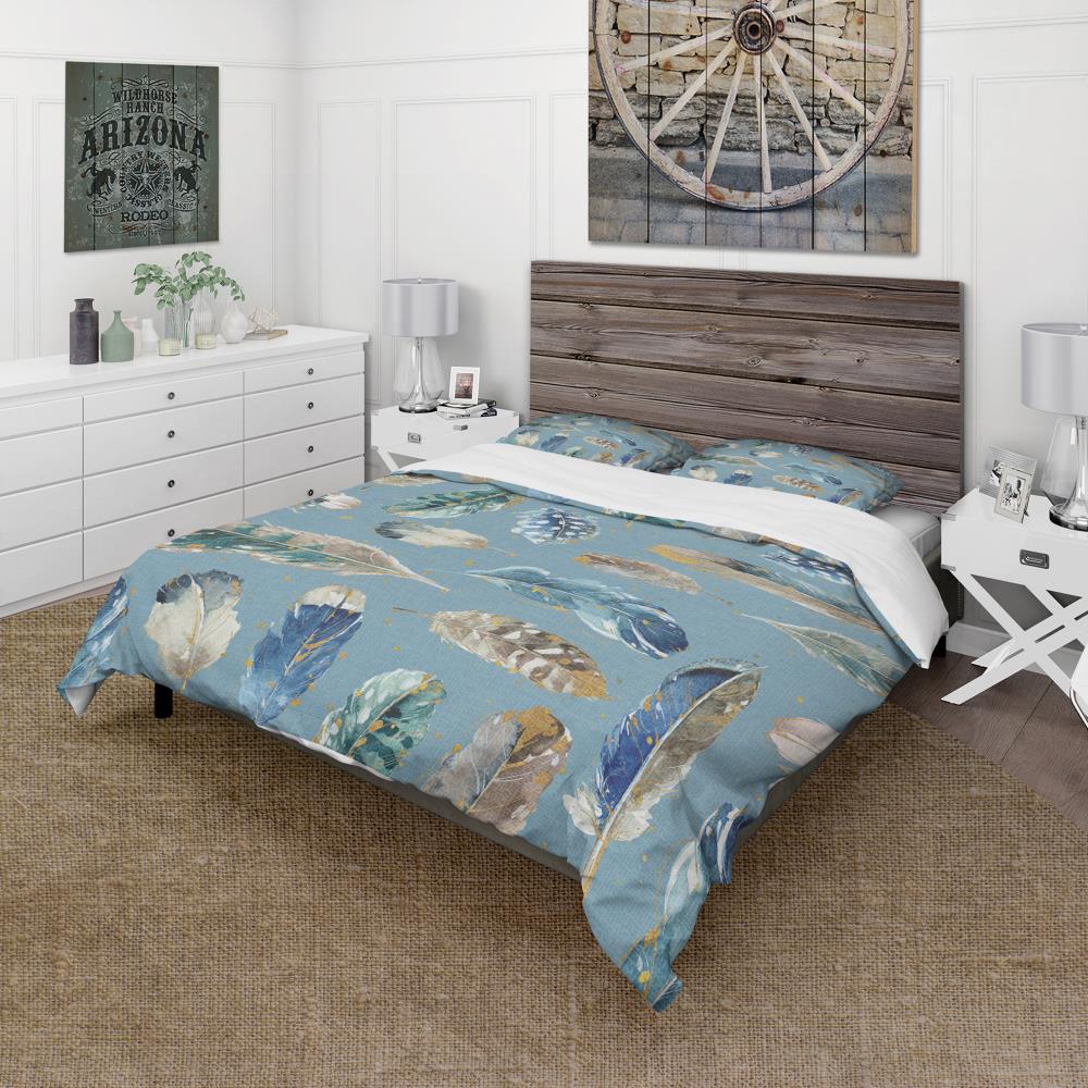 Designart BED30950-Q 3 -Piece Blue Queen Duvet cover Set
