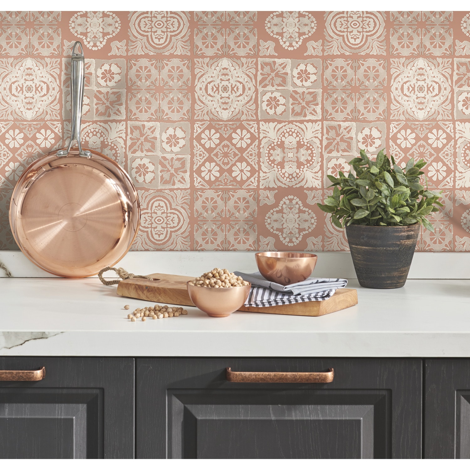 Roommates Copper Tin Tile Peel and Stick Wallpaper