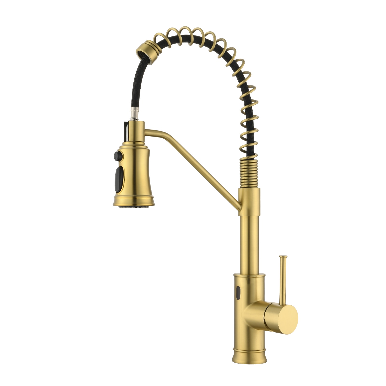 Flynama RB-QY-022YB Brushed Gold Single Handle Deck-mount Kitchen Faucet with Sprayer