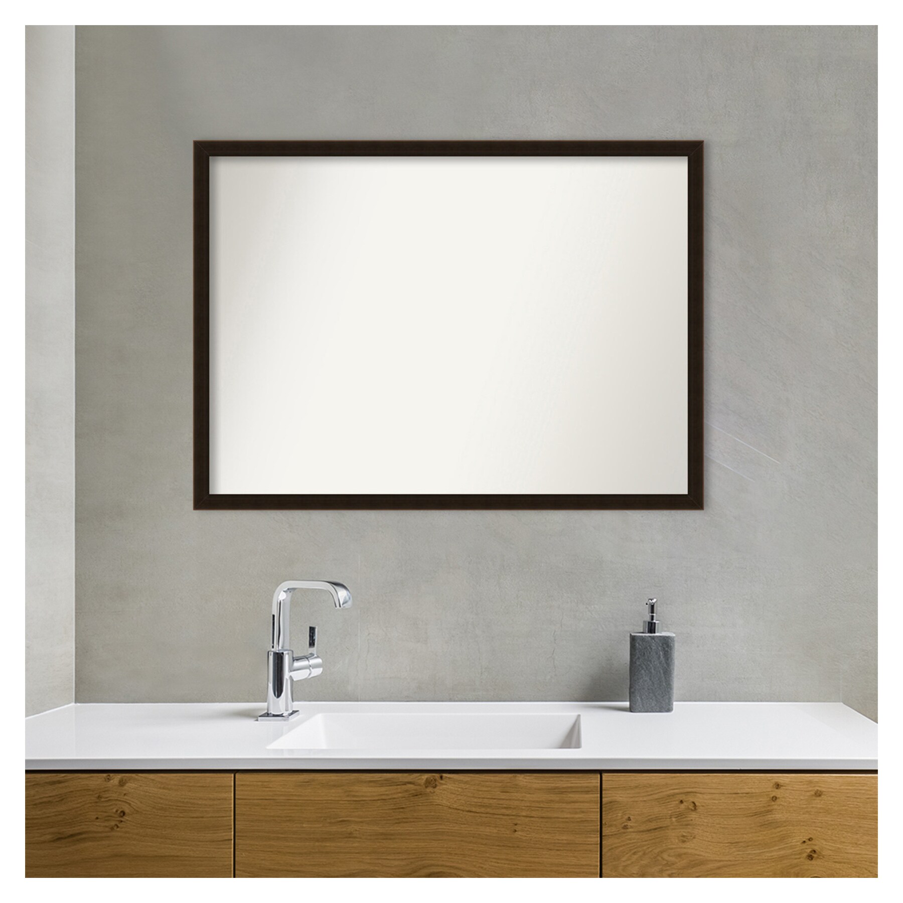 Espresso Brown Full Length Wood Bathroom Vanity Mirror