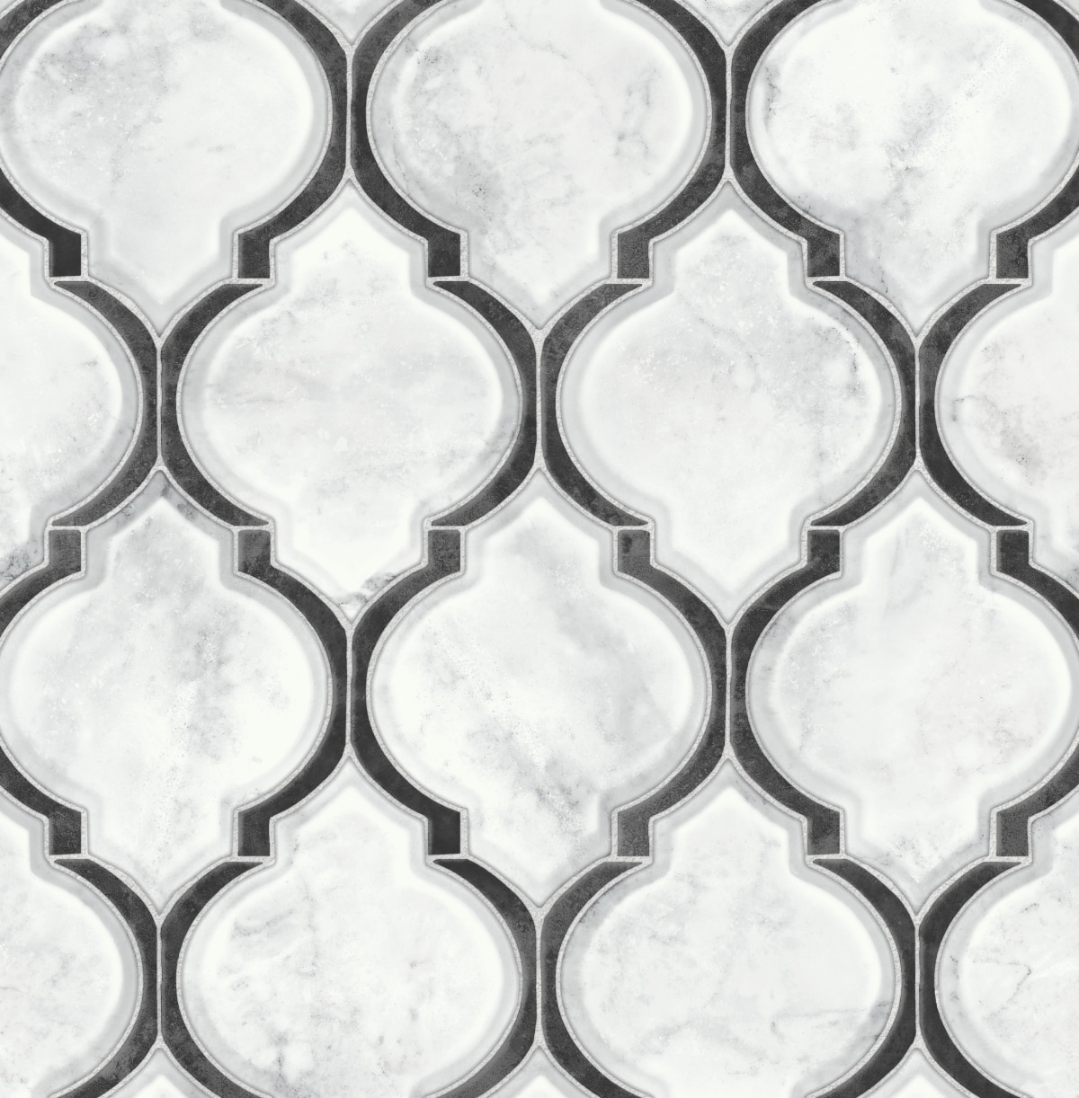 NextWall NW39300 30.75-Sq. Feet Onyx and Carrara Vinyl Tile Self-adhesive Peel and Stick Wallpaper