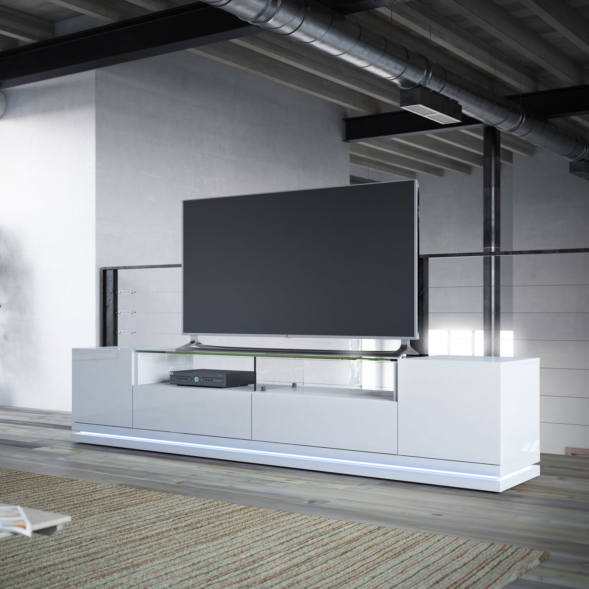 Manhattan Comfort 17552 Vanderbilt Modern/Contemporary White Gloss TV stand ( Accommodates TVs up to 70-in )