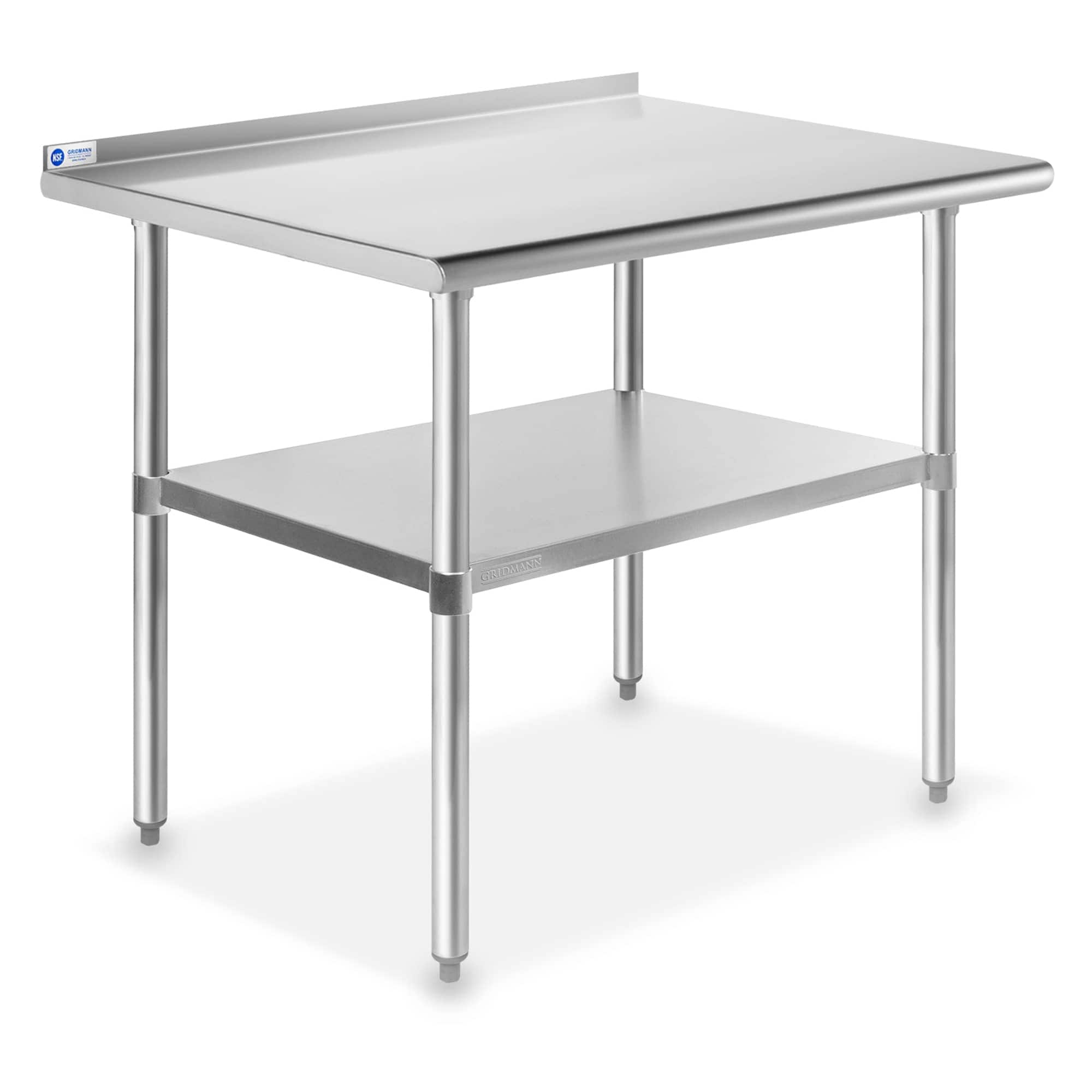 GRIDMANN GR23-BT2436. 36 x 24-in NSF Stainless Steel Prep Table with Backsplash