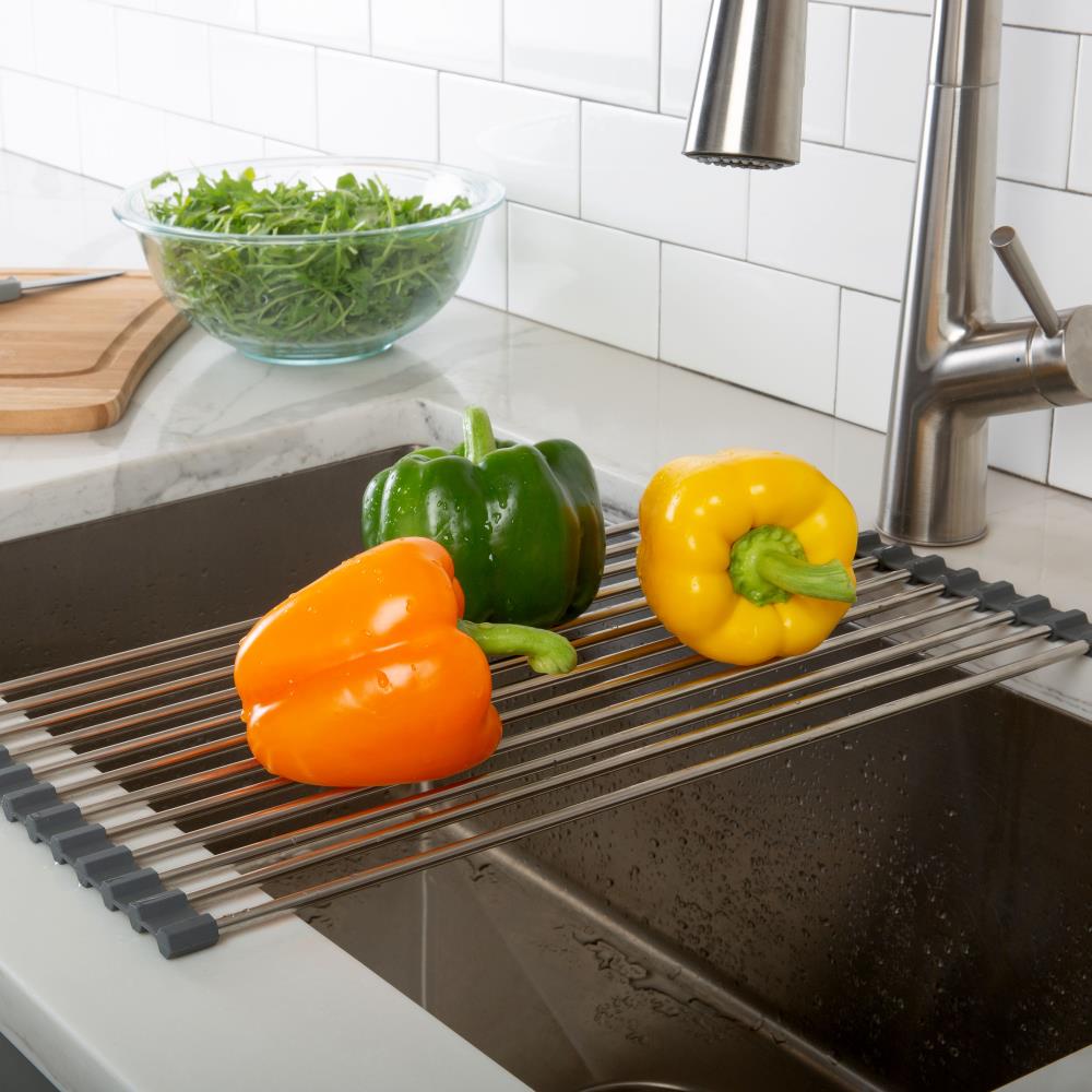 Grand Fusion Roll-Up Over the Sink Dish Drying Rack with Drainer Pad, Dish  Drying Rack that Holds Dishes, Utensils, Spoons, Fruits and Vegetables,  Easy-to-Store, Dishwasher-Safe.