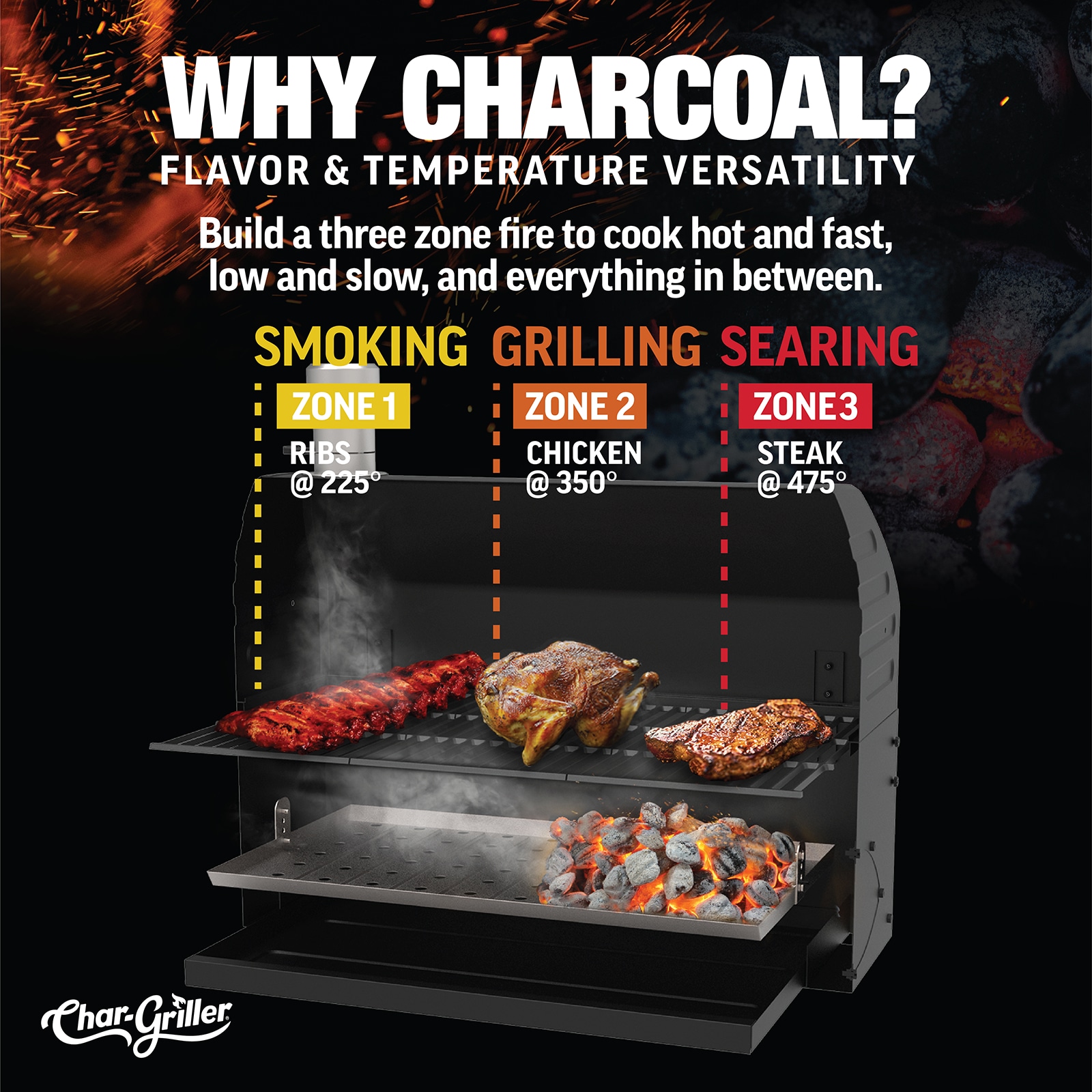 Heat profiles of gas vs charcoal grilling
