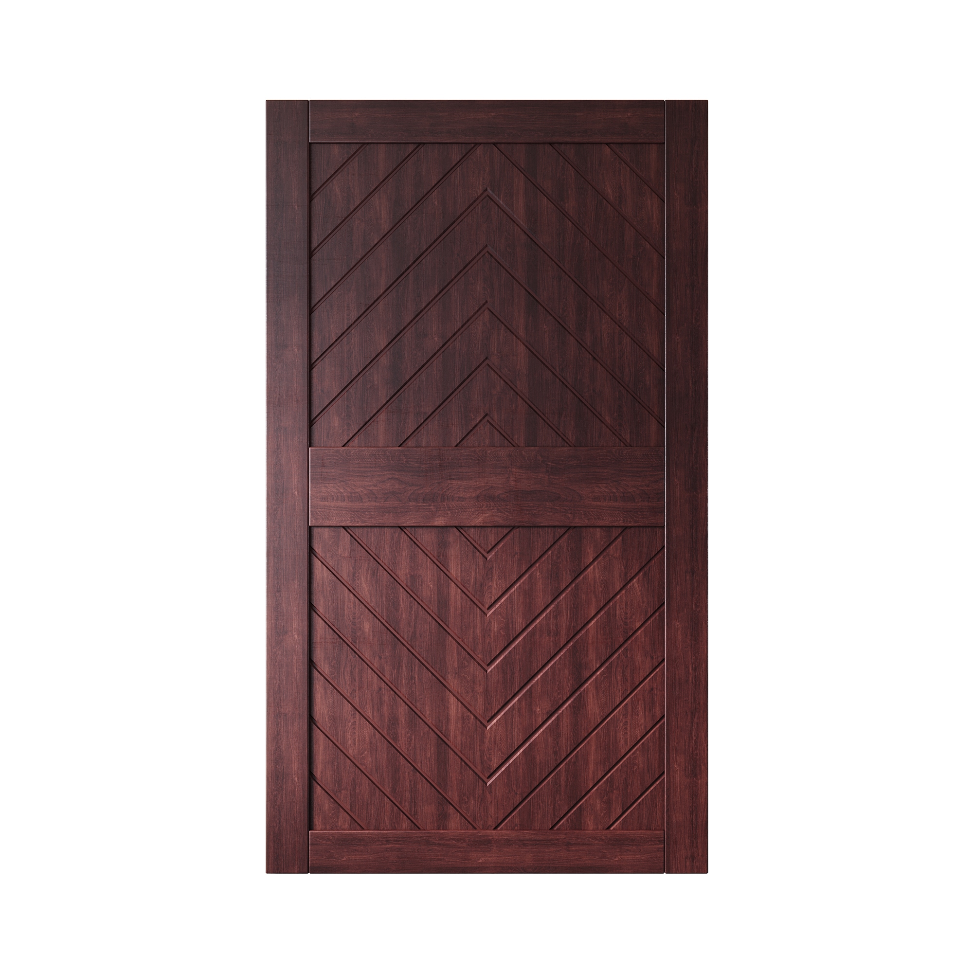 HOMACER JT2-4284-RD 42-in x 84-in Red Mahogany Herringbone Pine Wood Solid core Single Barn Door (Hardware Not Included)