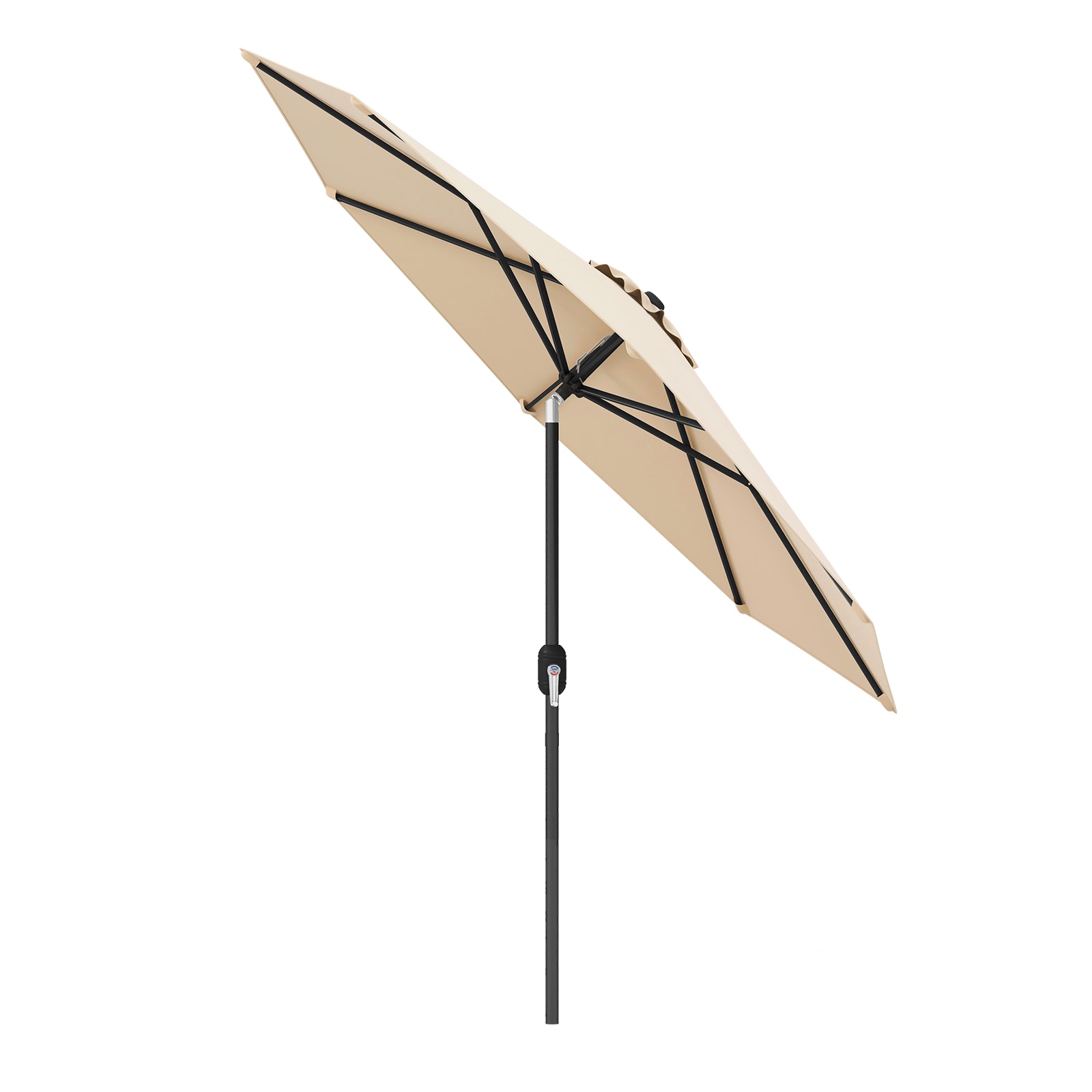 Volenca 9-ft Outdoor Iron Patio Market Table Umbrella with 8 Iron Ribs Push-Button Tilt and Crank Lift