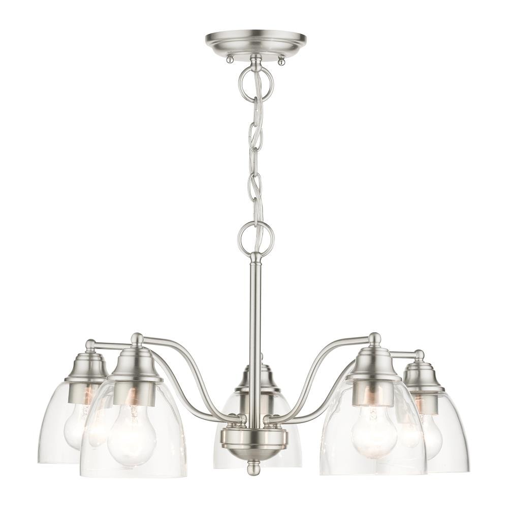 Livex Lighting 46335-91 Montgomery 5 -Light Brushed Nickel Transitional For Use in Bathrooms, Bedrooms, Dining Rooms, Foyers, Kitchens, Living Rooms Chandelier