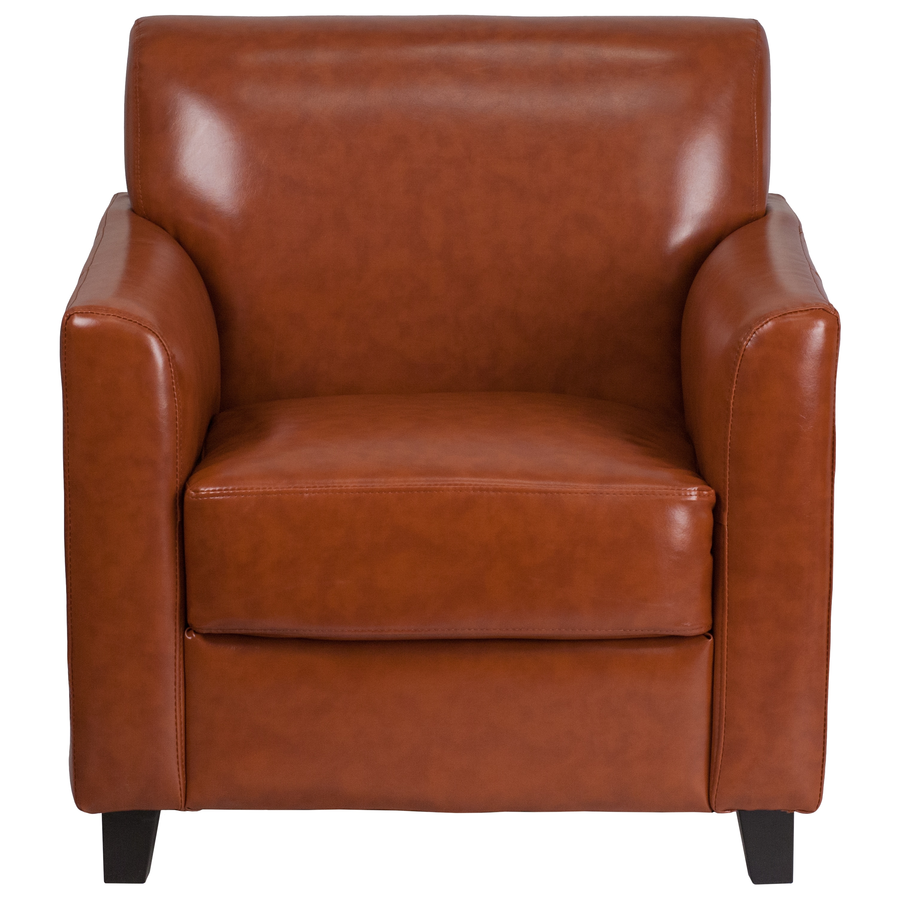 Cognac LeatherSoft Modern Reception Chair with Hardwood Frame