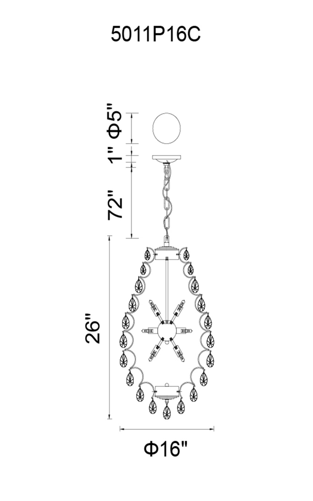 CWI Lighting 5011P16C (CLEAR) b090015 - View #2