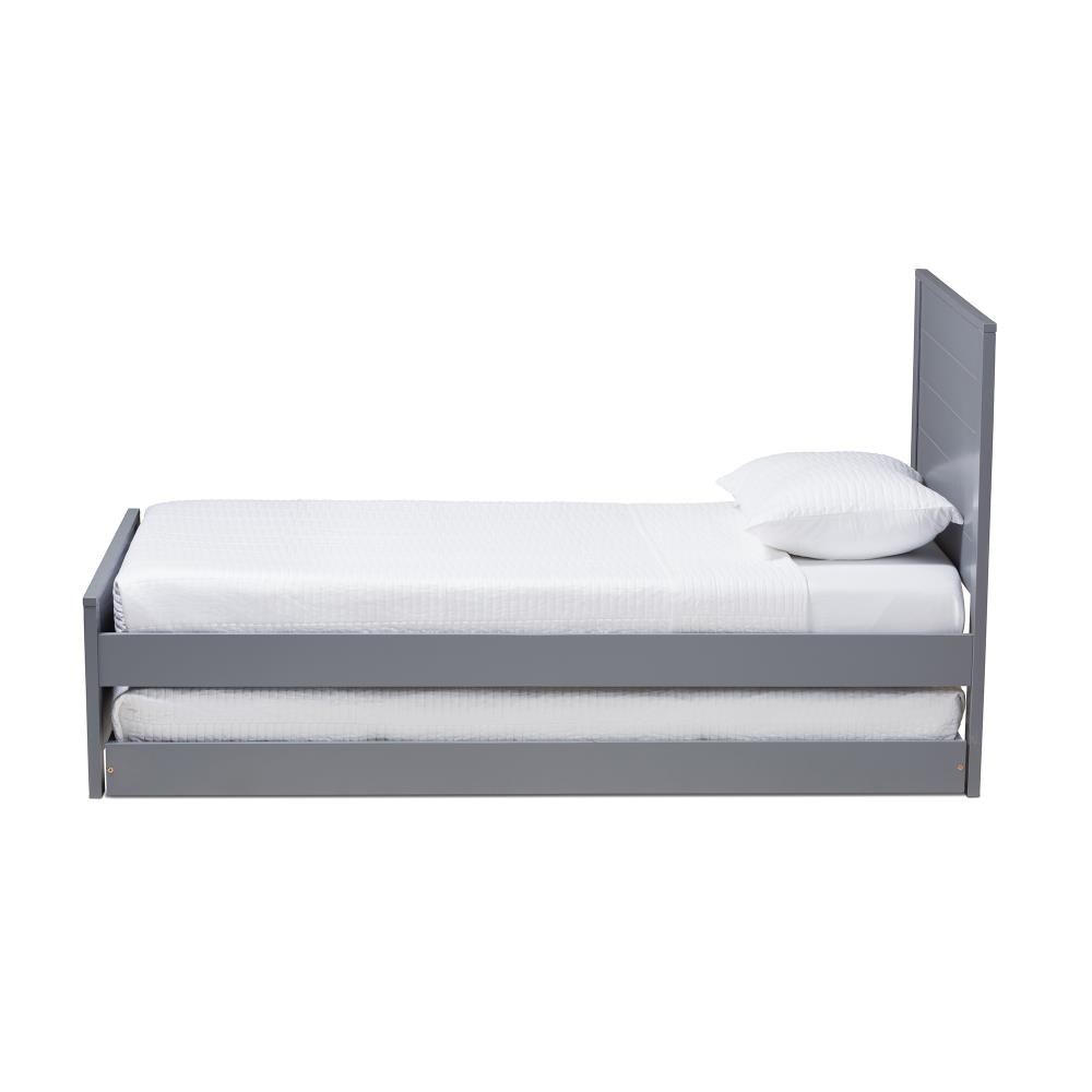 Baxton Studio Catalina Grey Twin Wood Trundle Bed in the Beds