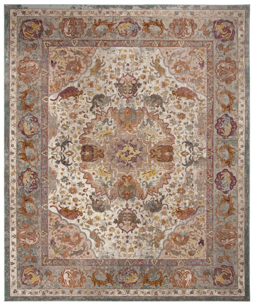 Safavieh ARA120E-8 Aria Qajar 8 x 10 (ft) Loomed Polypropylene Beige/Orange Rectangular Indoor Distressed/Overdyed Vintage Area rug
