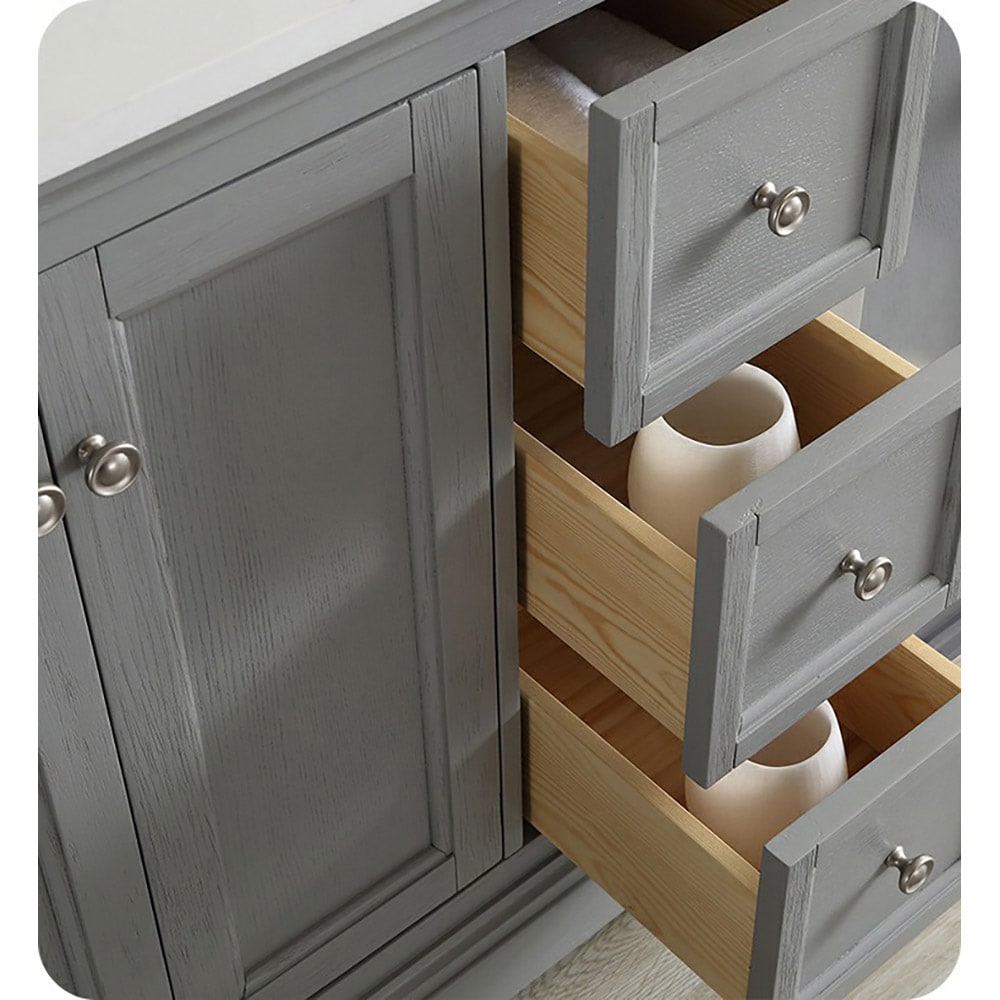 Gray Double Freestanding Wood Bathroom Vanity Cabinet