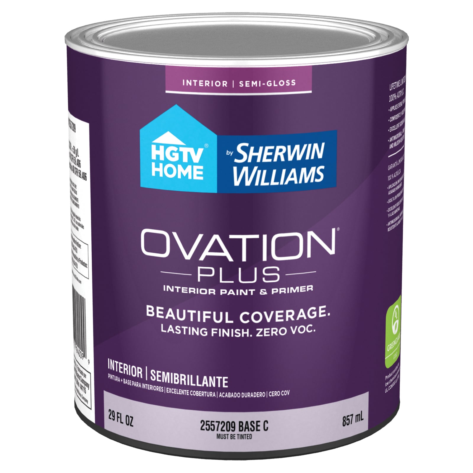 HGTV HOME by Sherwin-Williams Ovation Plus Semi-gloss Base Tintable Latex Interior Paint Paint + Primer ( 1-quart ) #OV2557209-14
