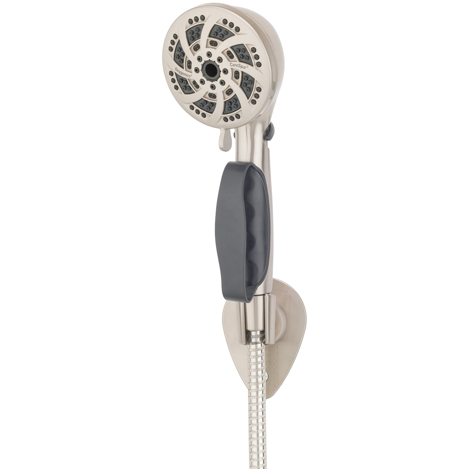 Oxygenics 92428 CareSpa 5.0 -Spray Brushed Nickel 3.75-in Round Handheld High Pressure Shower Head 1.8 GPM