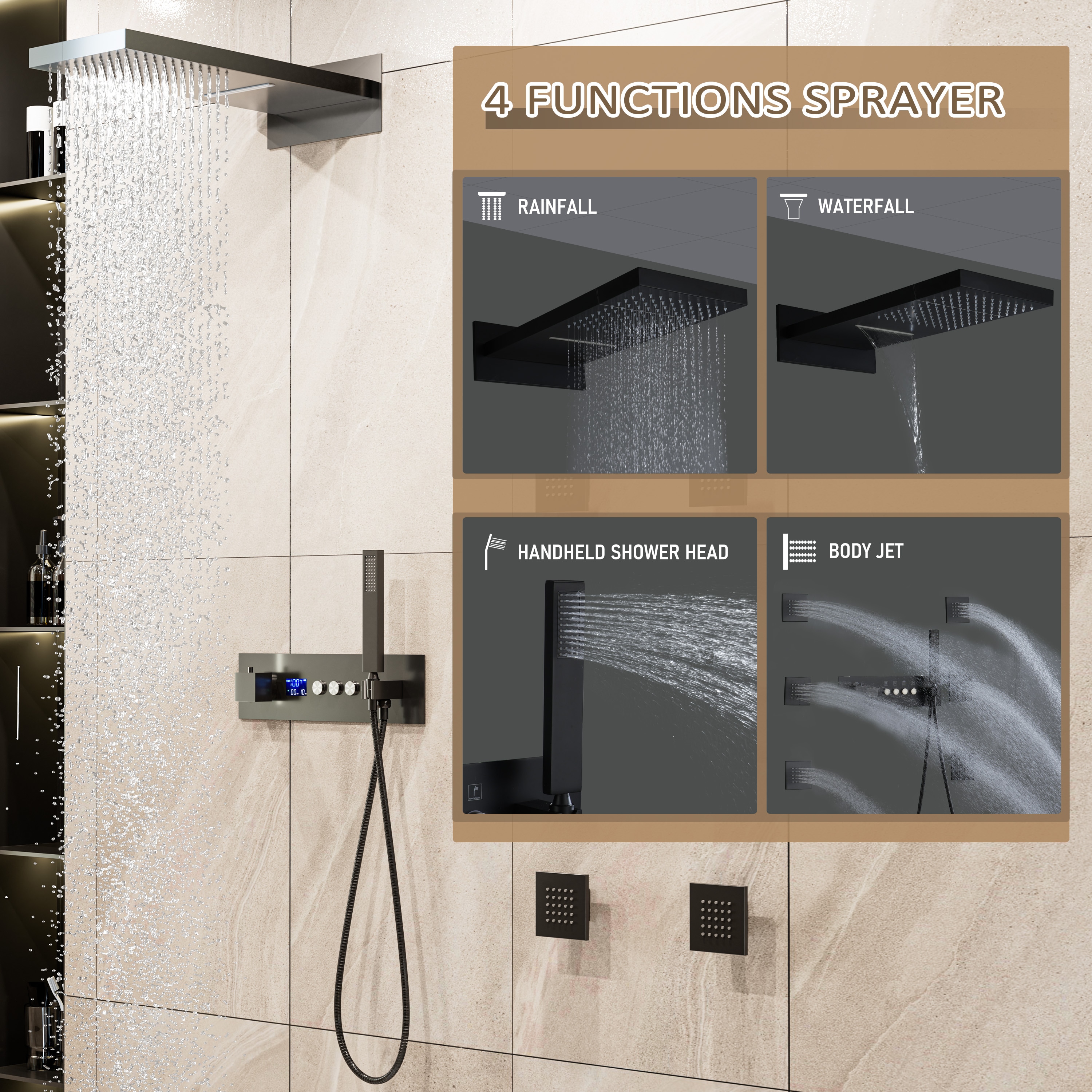Mondawe WF-6374-12-NB Showerhead-Bar-Panels - View #6