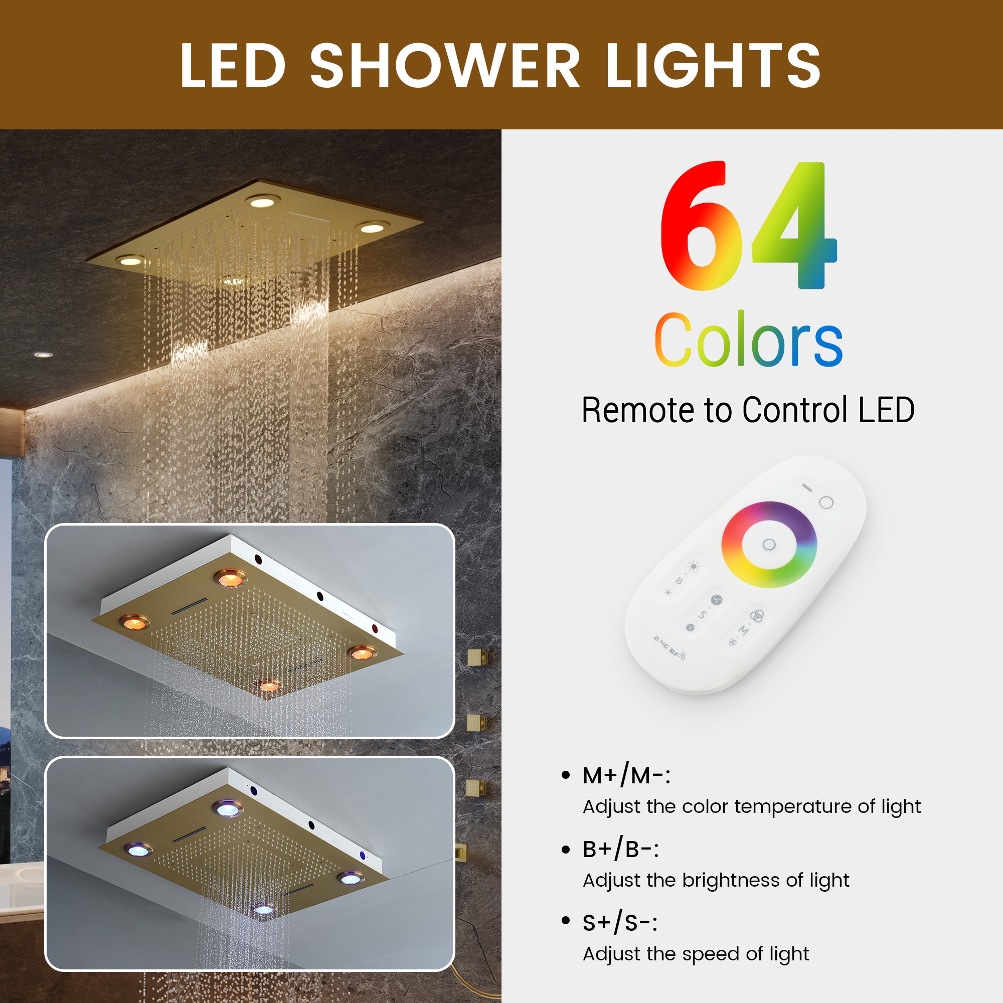 CASAINC CA-A4385-BG Showerhead-Bar-Panels - View #6