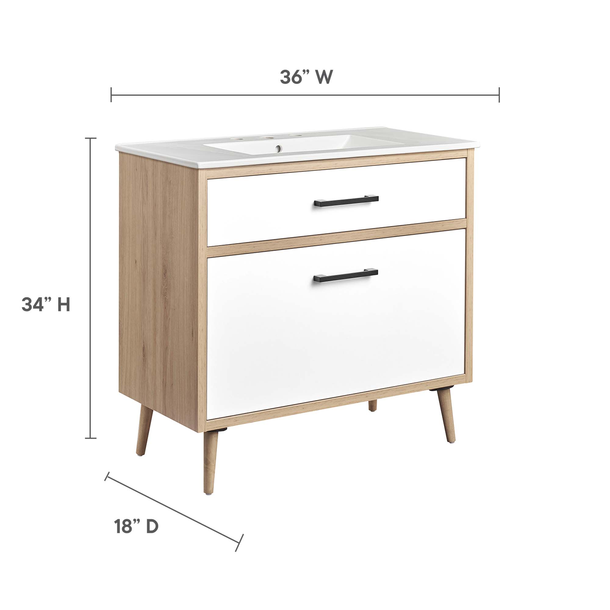 Modway EEI-6500-WHI-OAK Bath-Vanity-Combo - View #3