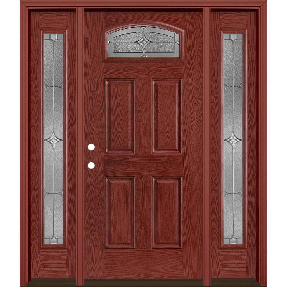 Masonite Astrid 64 In X 80 In Fiberglass 1 4 Lite Right Hand Inswing Wineberry Stained Prehung