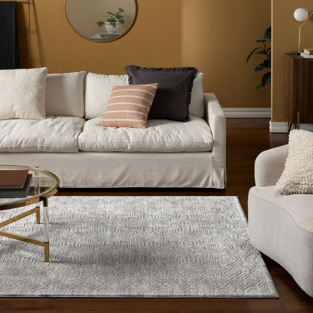 Town & Country Living 1-9902-451 Maya 8 x 10 (ft) Loomed Polyester Grey Rectangular Indoor Medallion Area rug
