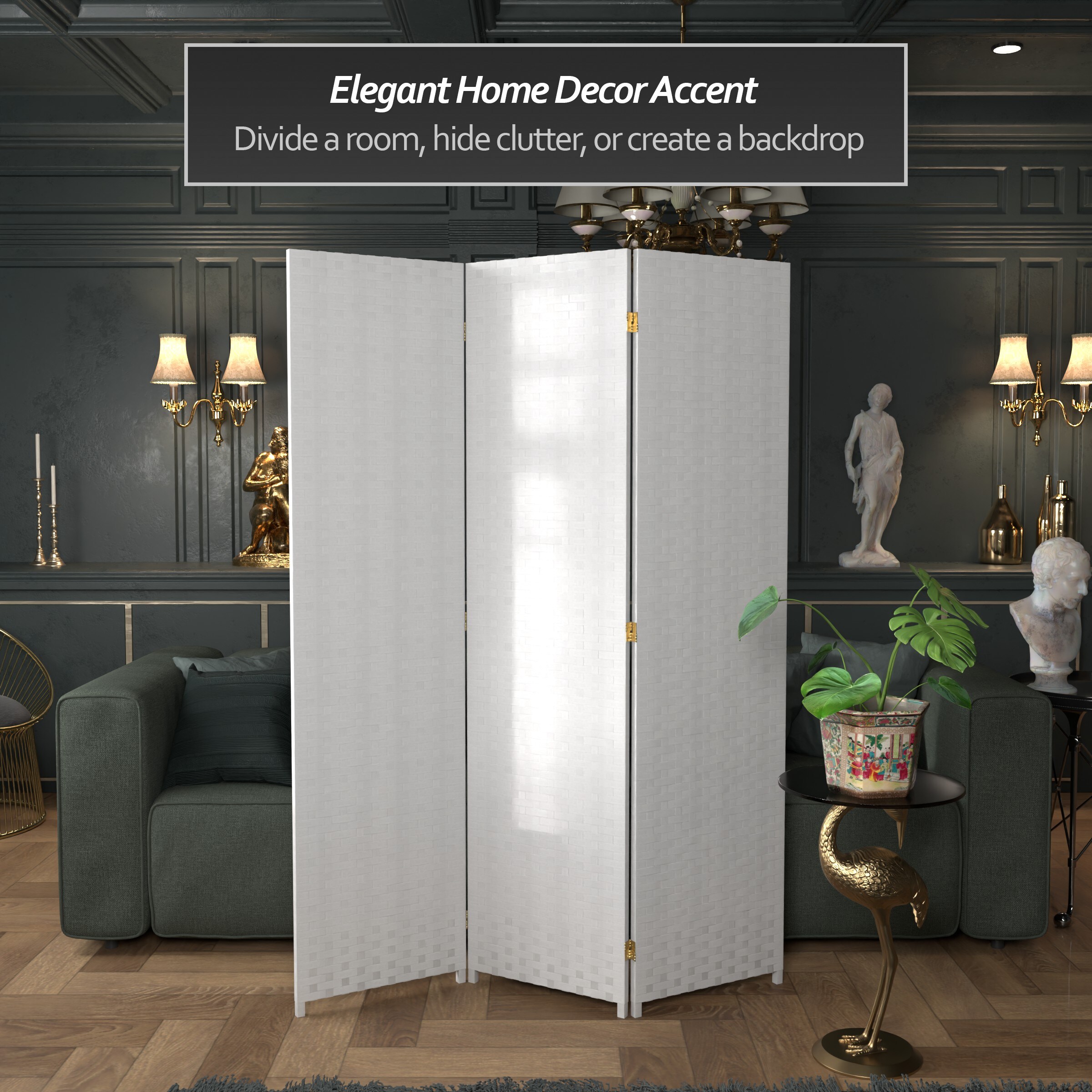 Oriental Furniture SSFIBER-3P-WHT Indoor-Privacy-Screens - View #3