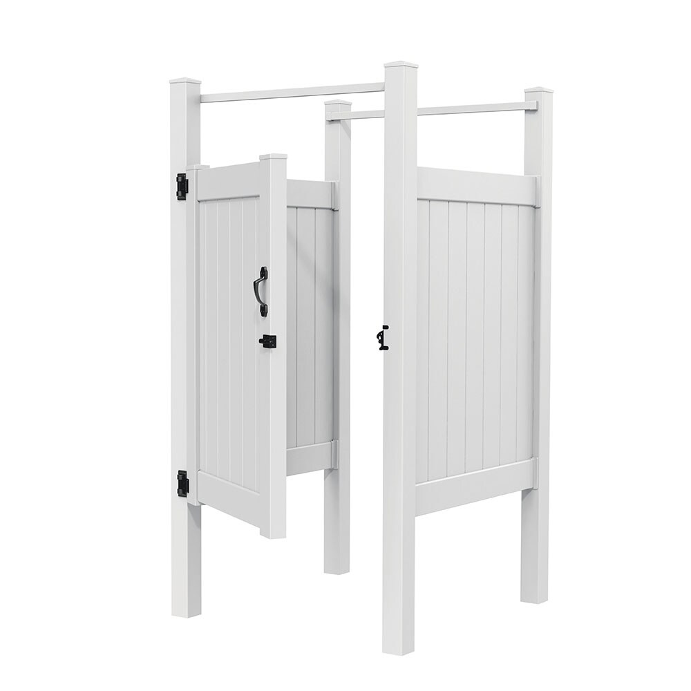 Freedom 50.25-in x 50.25-in x 96-in White Two walls, one top rail, one door and hardware