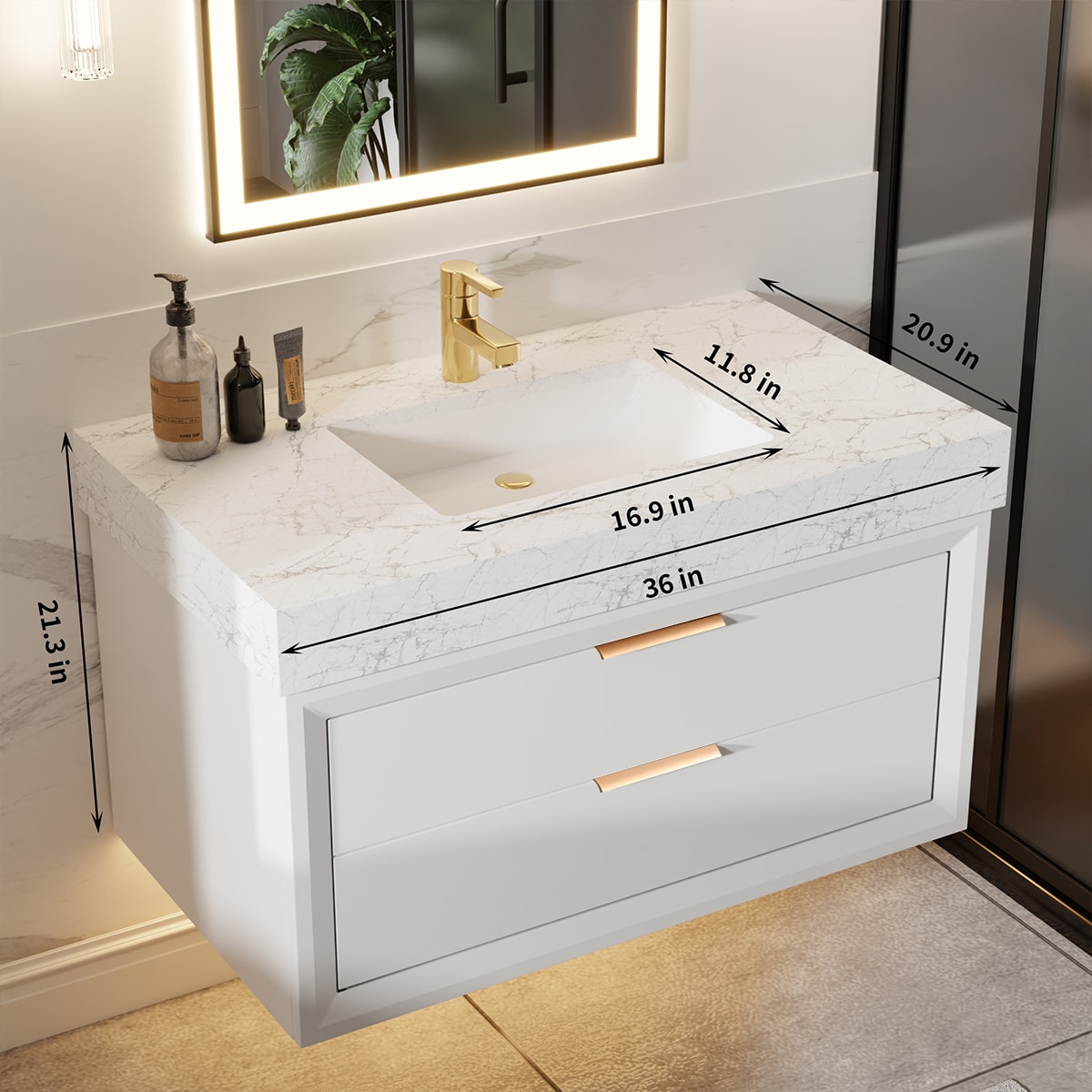 ExBrite XB3621V8WH Bath-Vanity-Combo - View #2