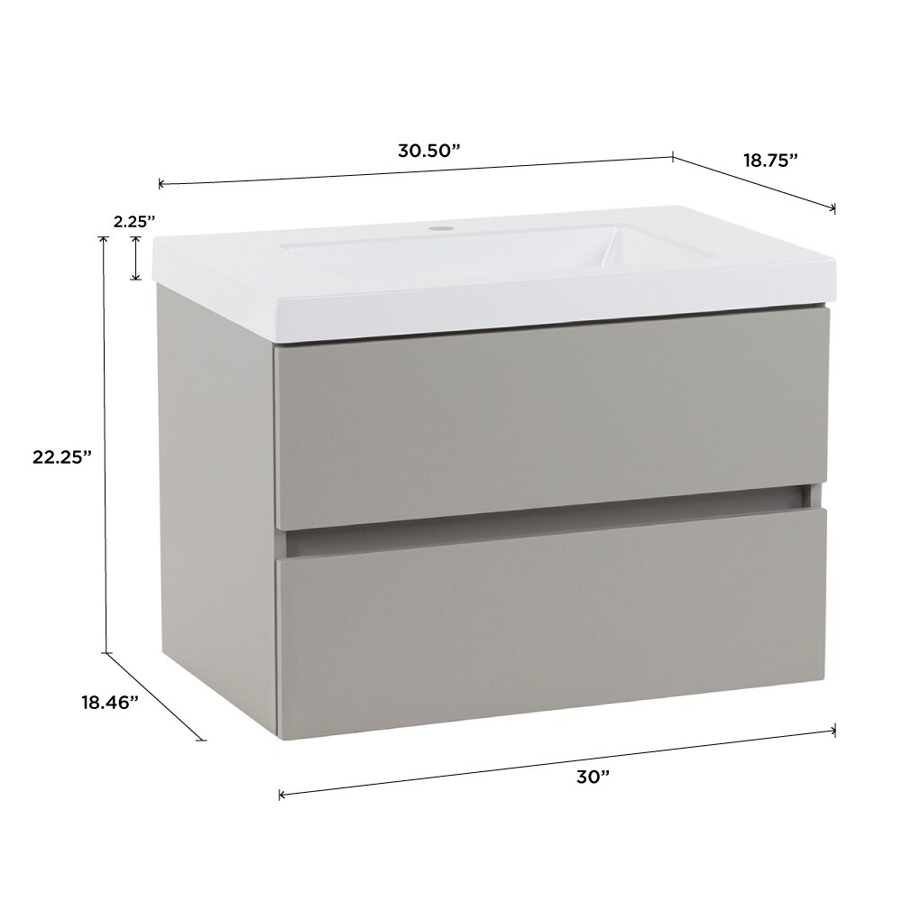 Diamond NOW Vienna 30-in Gray Single Sink Floating Bathroom Vanity with ...