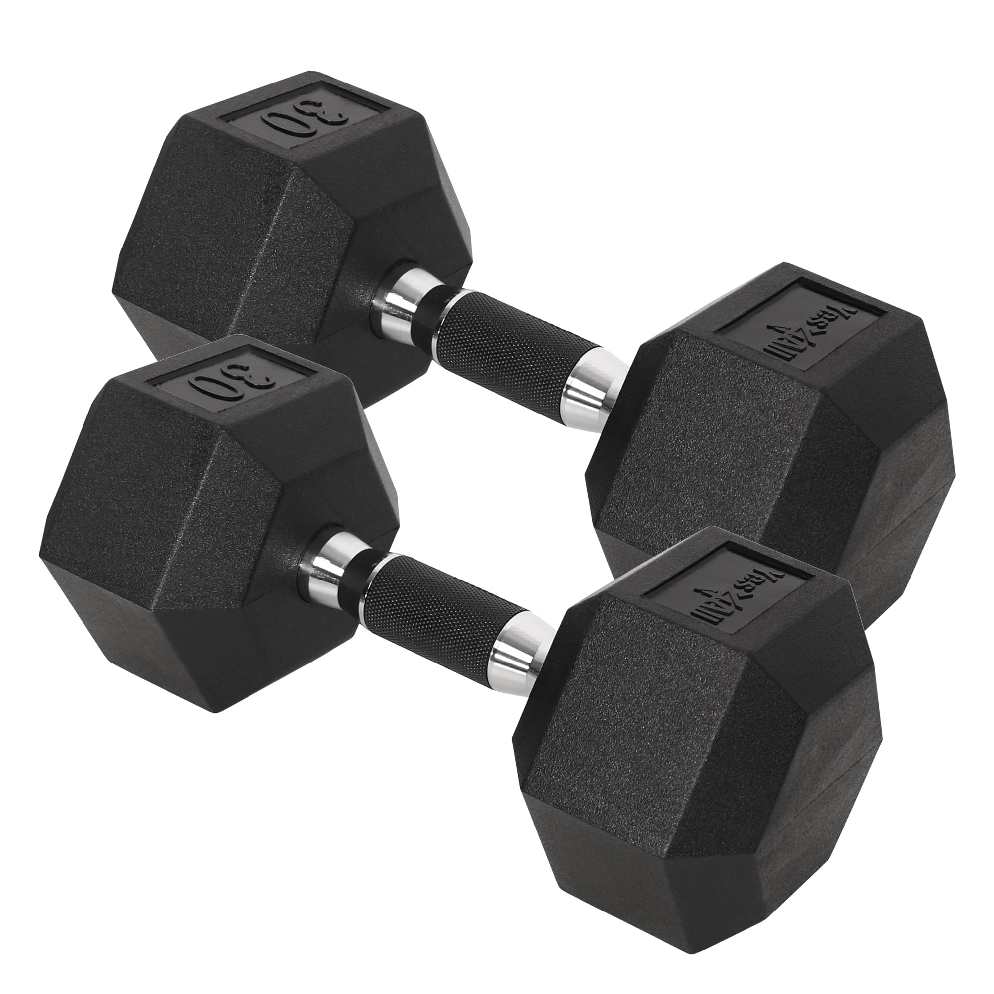 Yes4All Cast Iron Hex Dumbbells with Rubber Grip and Coating 30 Pound ...